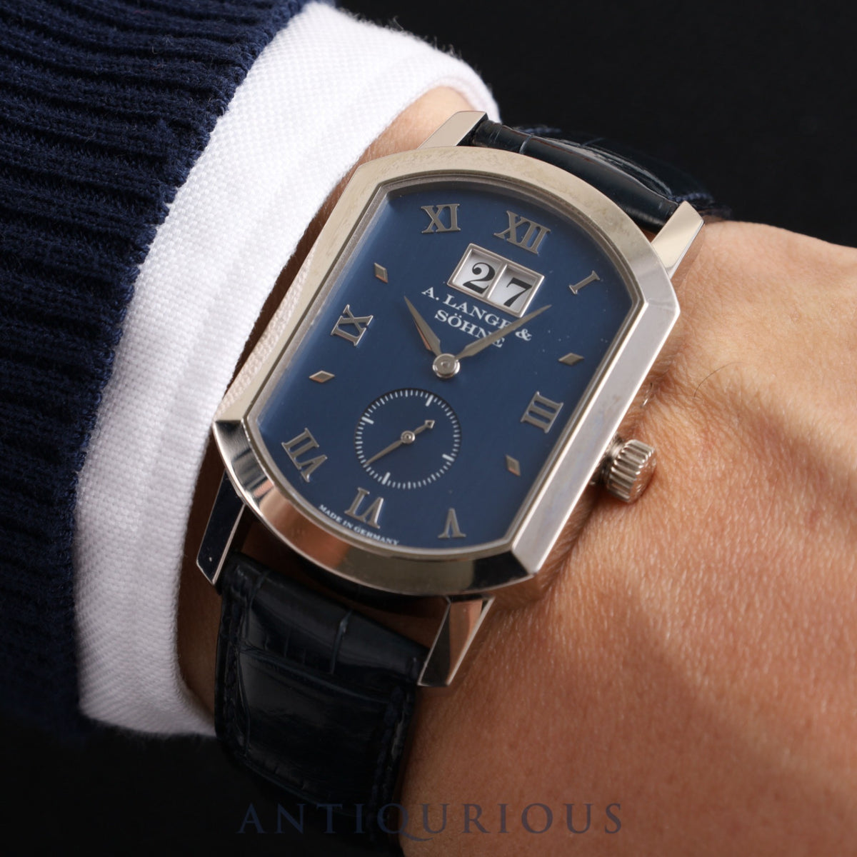 A. Lange & Söhne Grand Arcade 106.027 Manual winding Cal.L911.4 K18WG Genuine leather strap Genuine buckle (750) Blue dial Box Warranty (2003) Overhauled