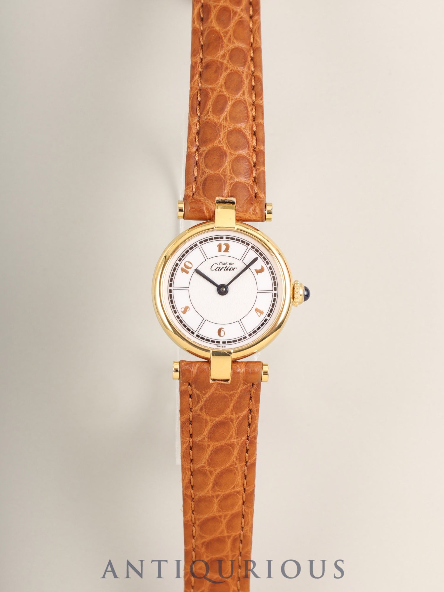 Cartier Must Vendôme VLC SM W1009854 / 1851 Quartz Caliber 90 SV925 Leather Strap with Genuine D-buckle (GP) Arabic Dial, Box, Warranty Card (1997) Overhauled