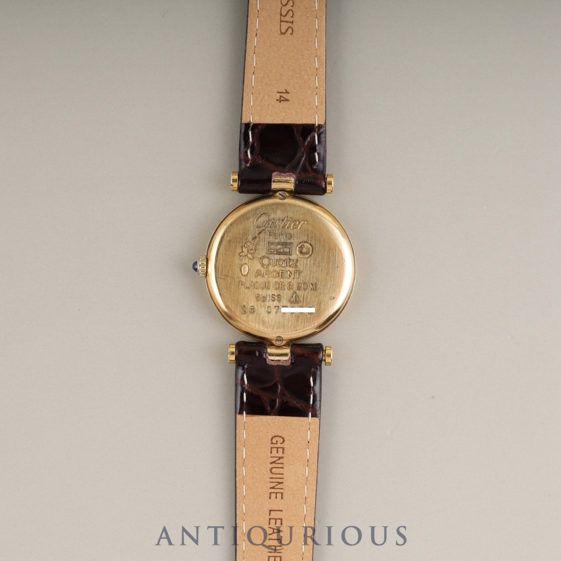 Cartier Must Vendôme VLC SM 18 Quartz Cal.81 SV925 Genuine Buckle (GP) Ivory Roman Dial Box Booklet Warranty Card Overhauled