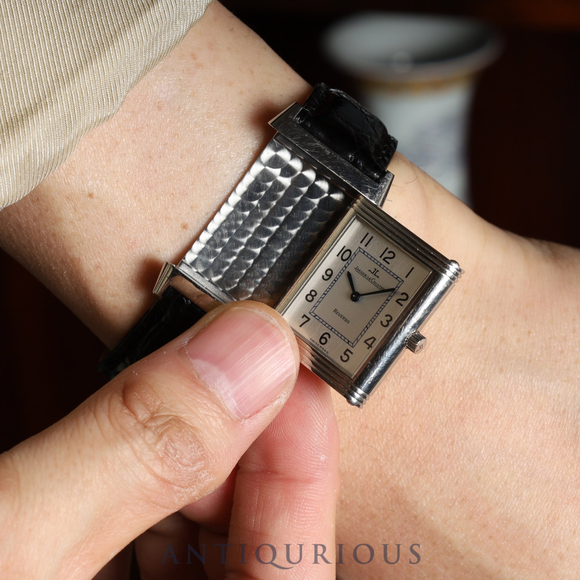 Jaeger-LeCoultre Reverso Classic 250.8.86 Manual Winding Caliber 846/1 Stainless Steel Leather Strap with Genuine Stainless Steel Buckle, Silver Arabic Dial, Overhauled