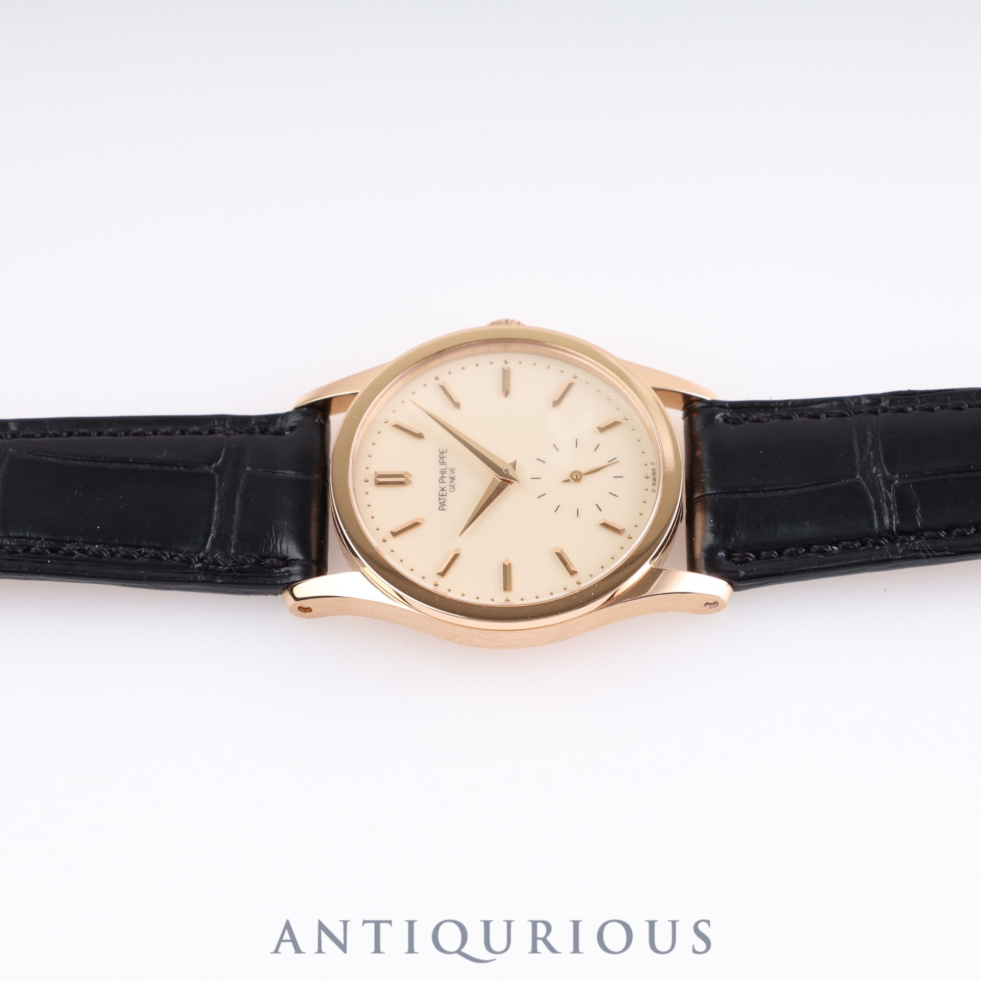 パテック・フィリップ カラトラバ 3796 手巻き Cal.215 RG 革 アイボリー文字盤 純正バックル 箱 アーカイヴ 冊子 ※2022/3/1パテックフィリップにてOH済み