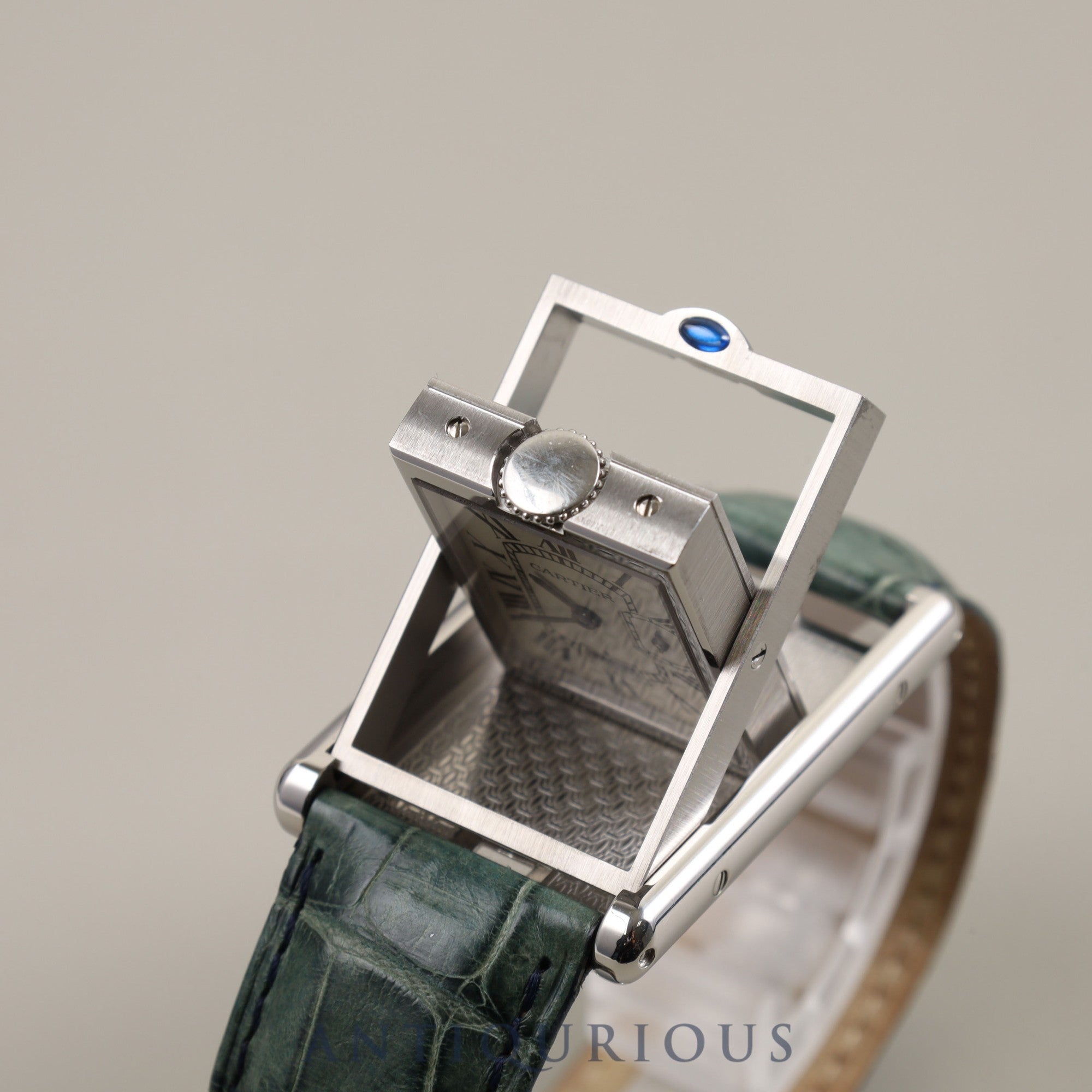Cartier Tank Basculant LM / 2522 Quartz SS Leather Genuine Buckle (SS) Silver Dial Box Warranty Card Complete Cartier Boutique Service