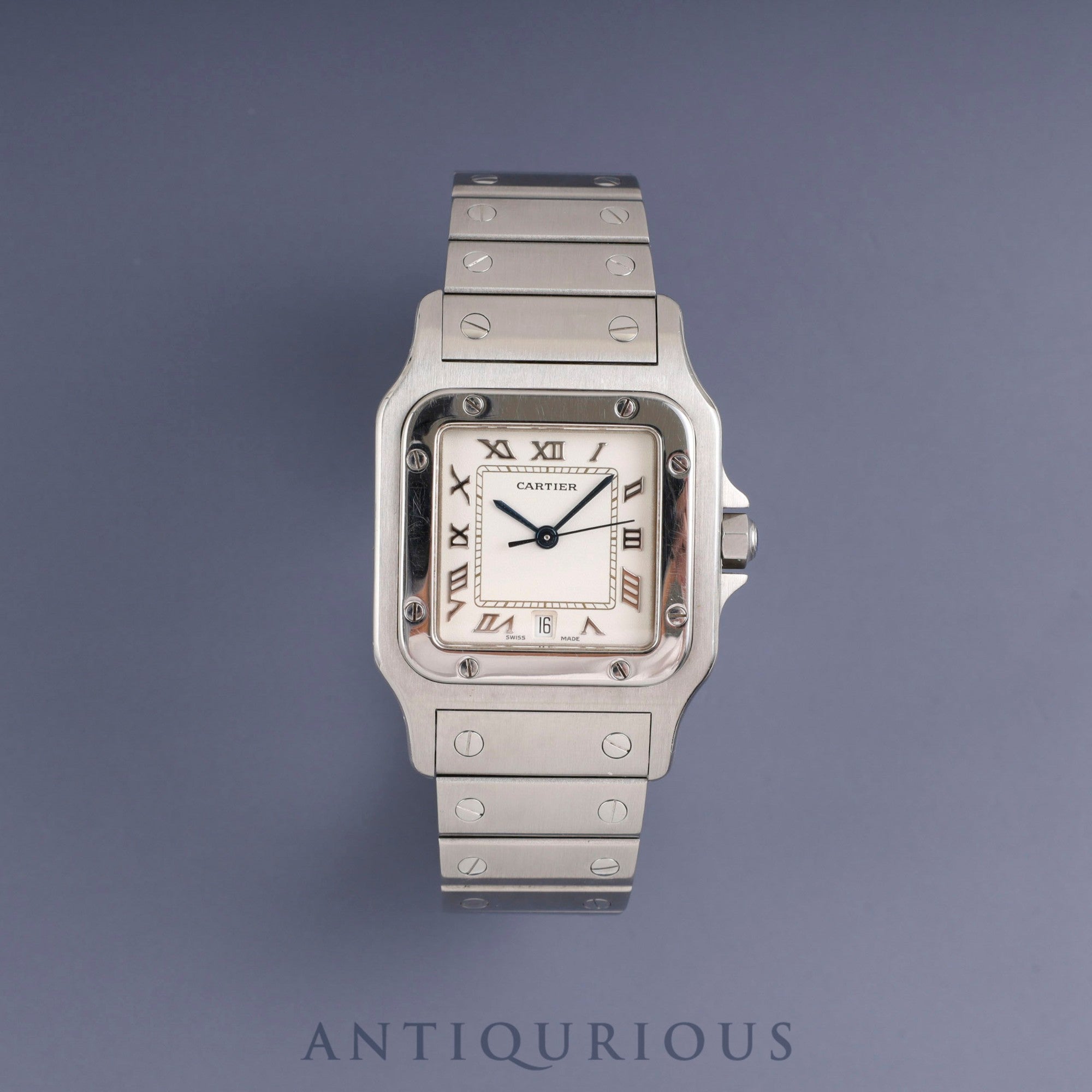 Cartier Santos Galbee LM W20025D6 / 1564 Quartz Cal.87 Stainless Steel Ivory with Silver Roman Dial Overhauled