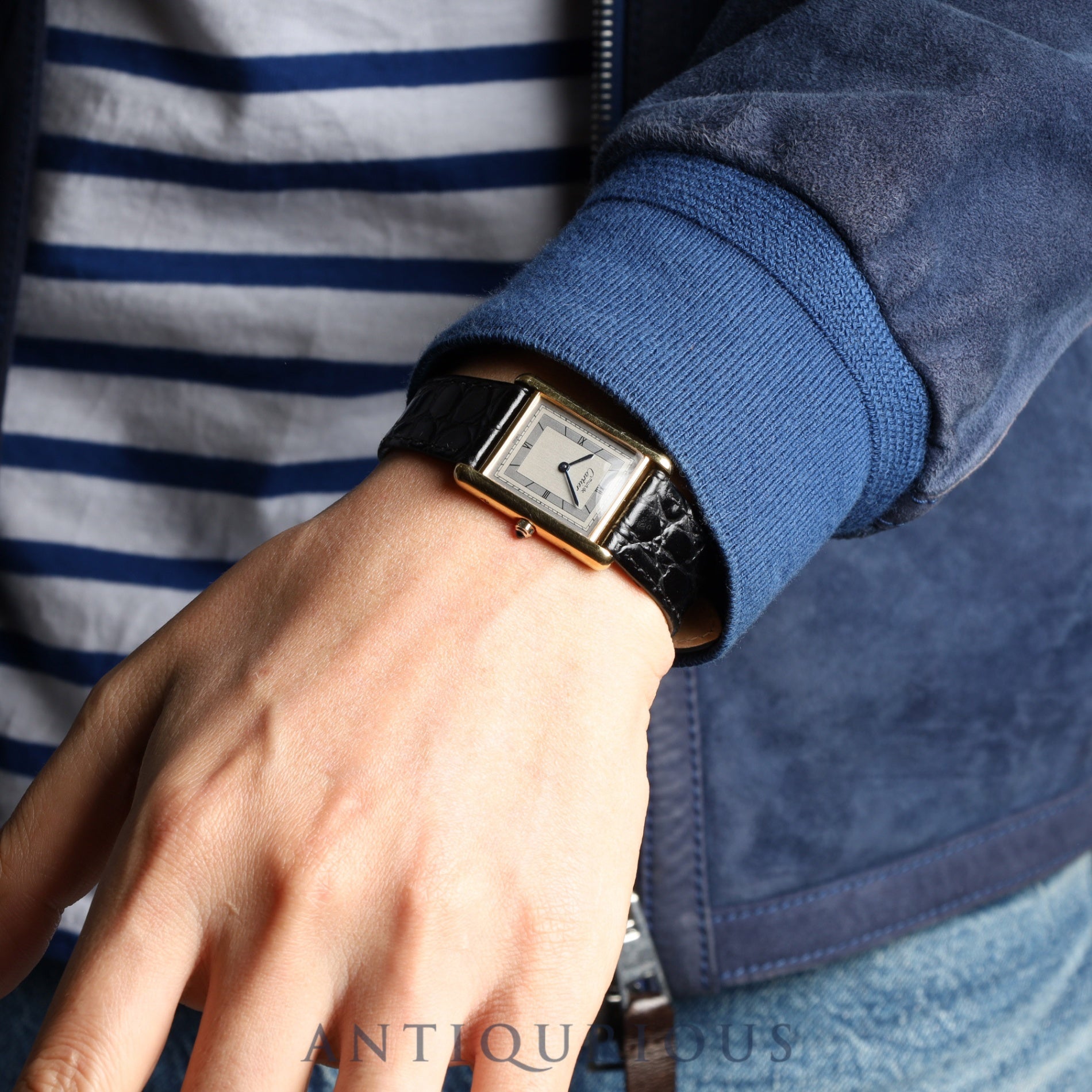 Cartier Must Tank LM 6 81006 Quartz SV925 Leather Genuine Buckle (GP) Grey Roman Dial Complete service (full maintenance) completed at Cartier boutique