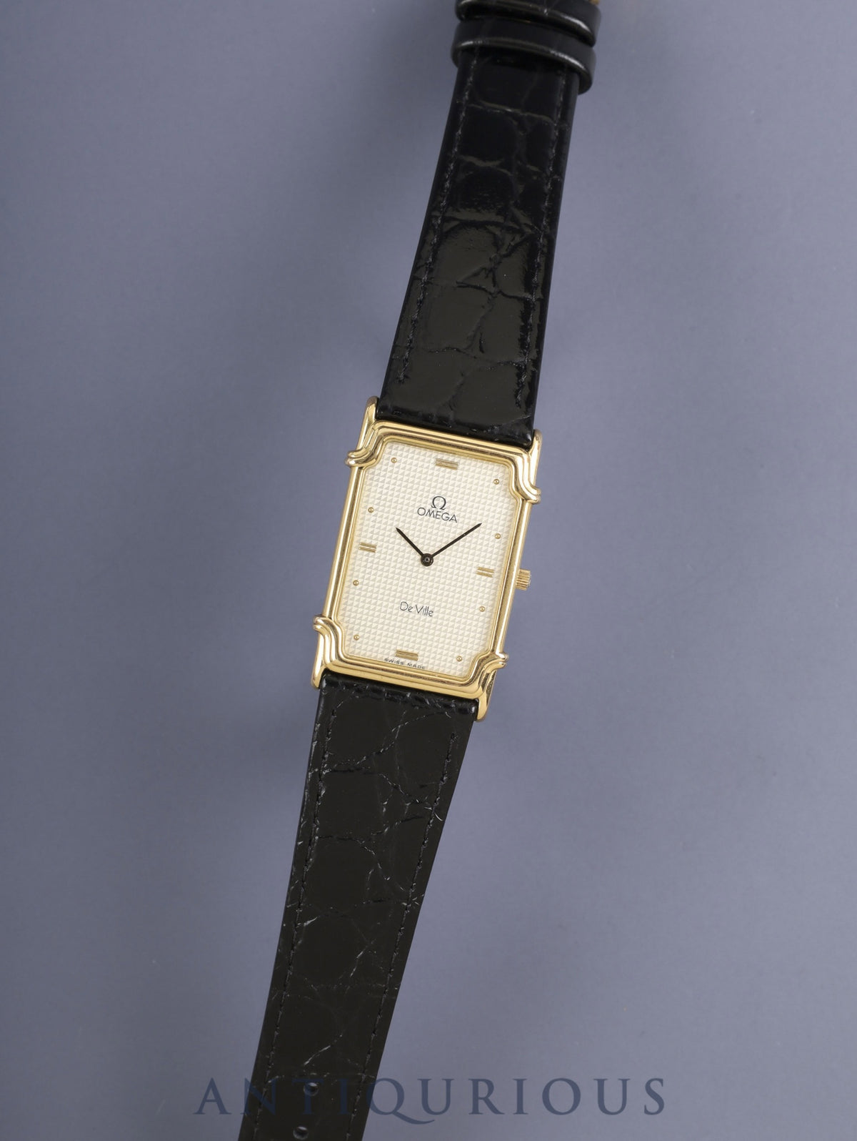 Omega De Ville Quartz Cal.1450 Stainless Steel Leather Strap with Aftermarket Buckle (GP) Gold Dial Box Tag Overhauled