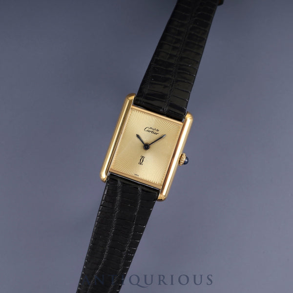 Cartier Must Tank LM Manual winding Cal.78-1 SV925 Leather Genuine buckle (GP) Sunray dial Overhauled