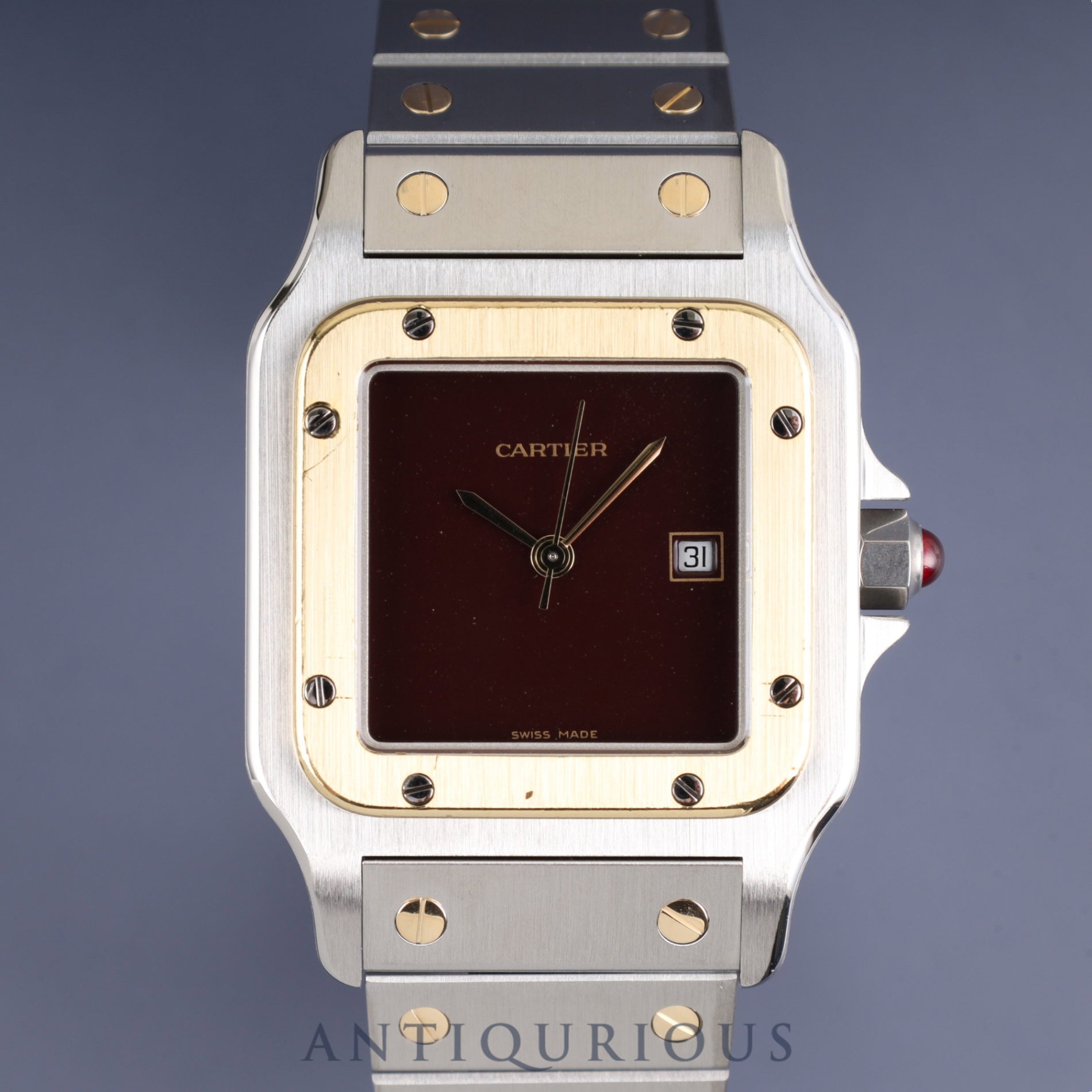 Cartier Santos Galbee LM AC23.80gr OR 0.750 4.05gr Automatic SS/YG SS/YG Garnet dial Bordeaux dial Complete service (full maintenance) completed at Cartier boutique