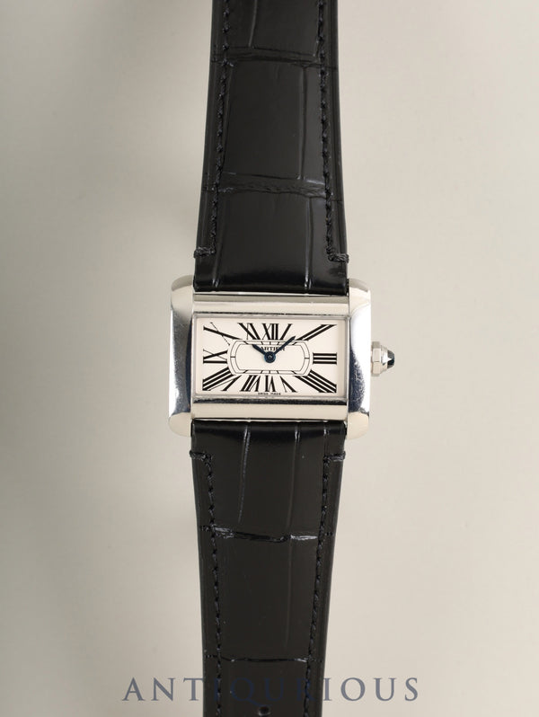 カルティエ タンク ディヴァン ミニ W6300255 / 2599 クォーツ Cal.157 SS 革 社外ピンバックル(SS)シルバーローマン文字盤 オーバーホール済み