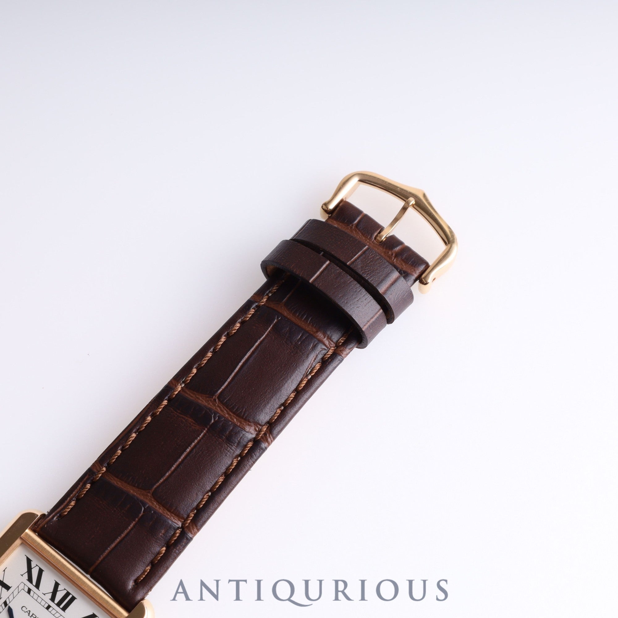 Cartier Tank Solo LM QZ W5200025 / 3167 PG/SS Leather Genuine Buckle (750) Silver Dial