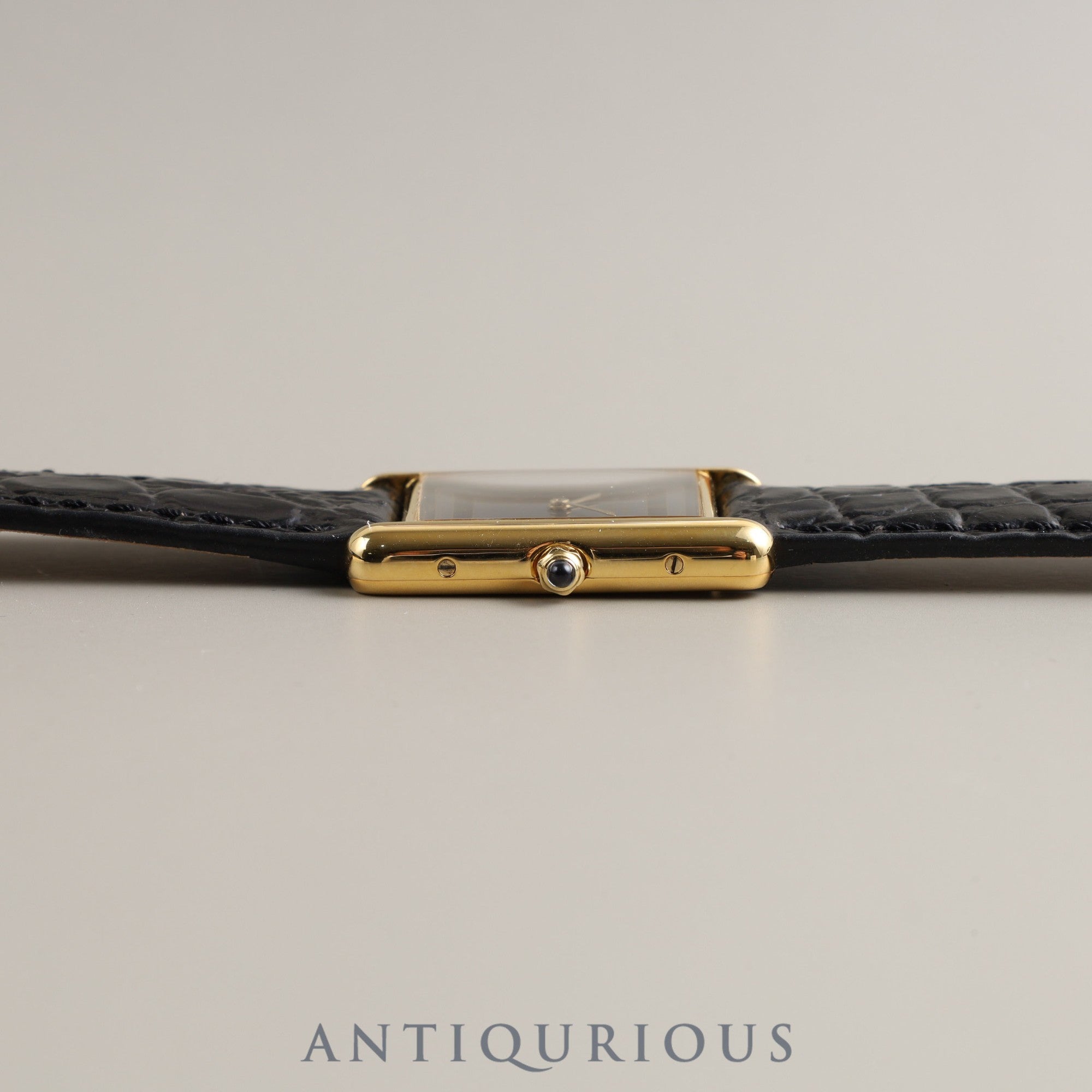 Cartier Must Tank LM QZ 6 81006 Cal.81 925 Leather Genuine Buckle (GP) Grey Roman Dial Overhauled