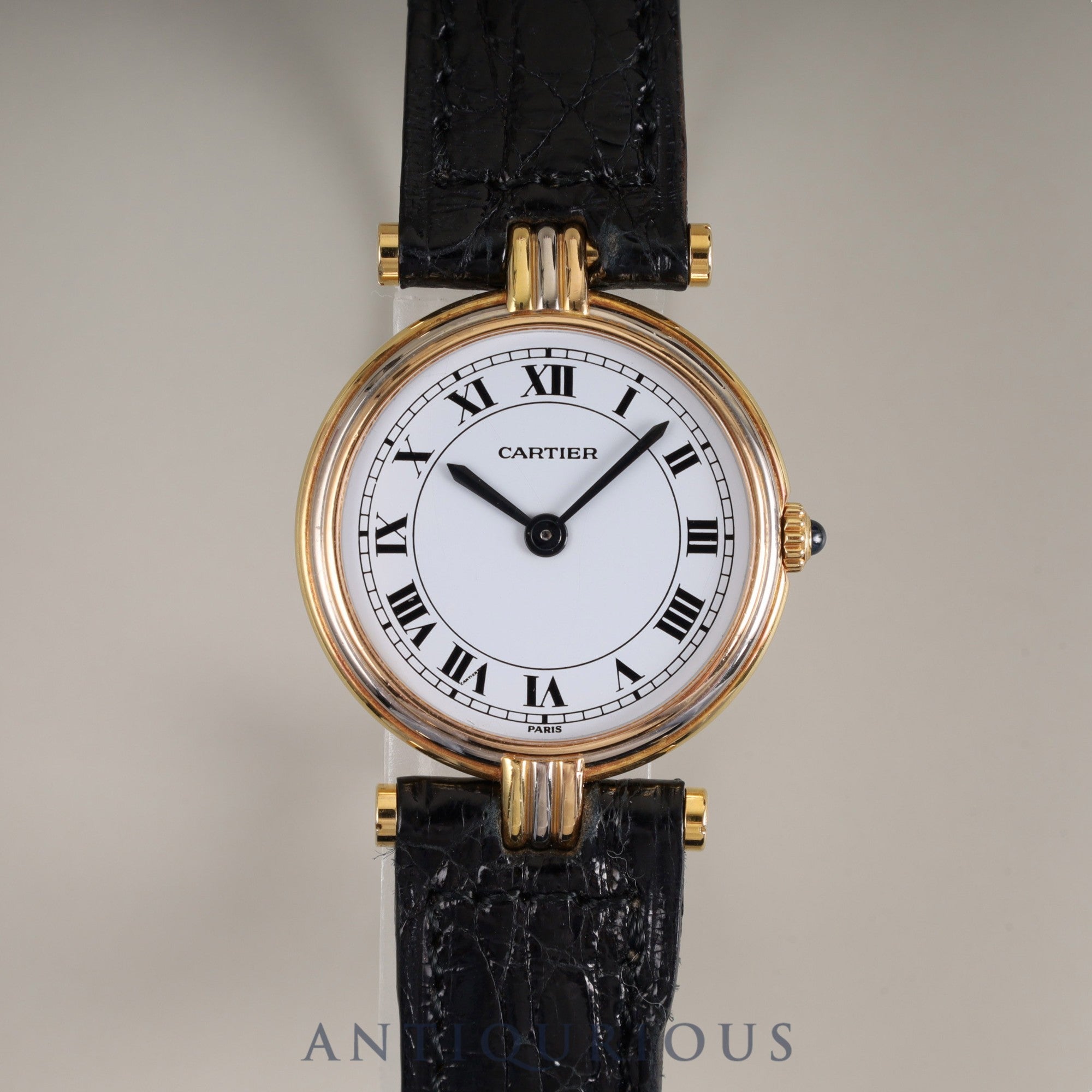 Cartier Vendome VLC SM Trinity 81004 Quartz Cal.81 750 Genuine leather strap Genuine buckle (GP) White Roman dial Overhauled