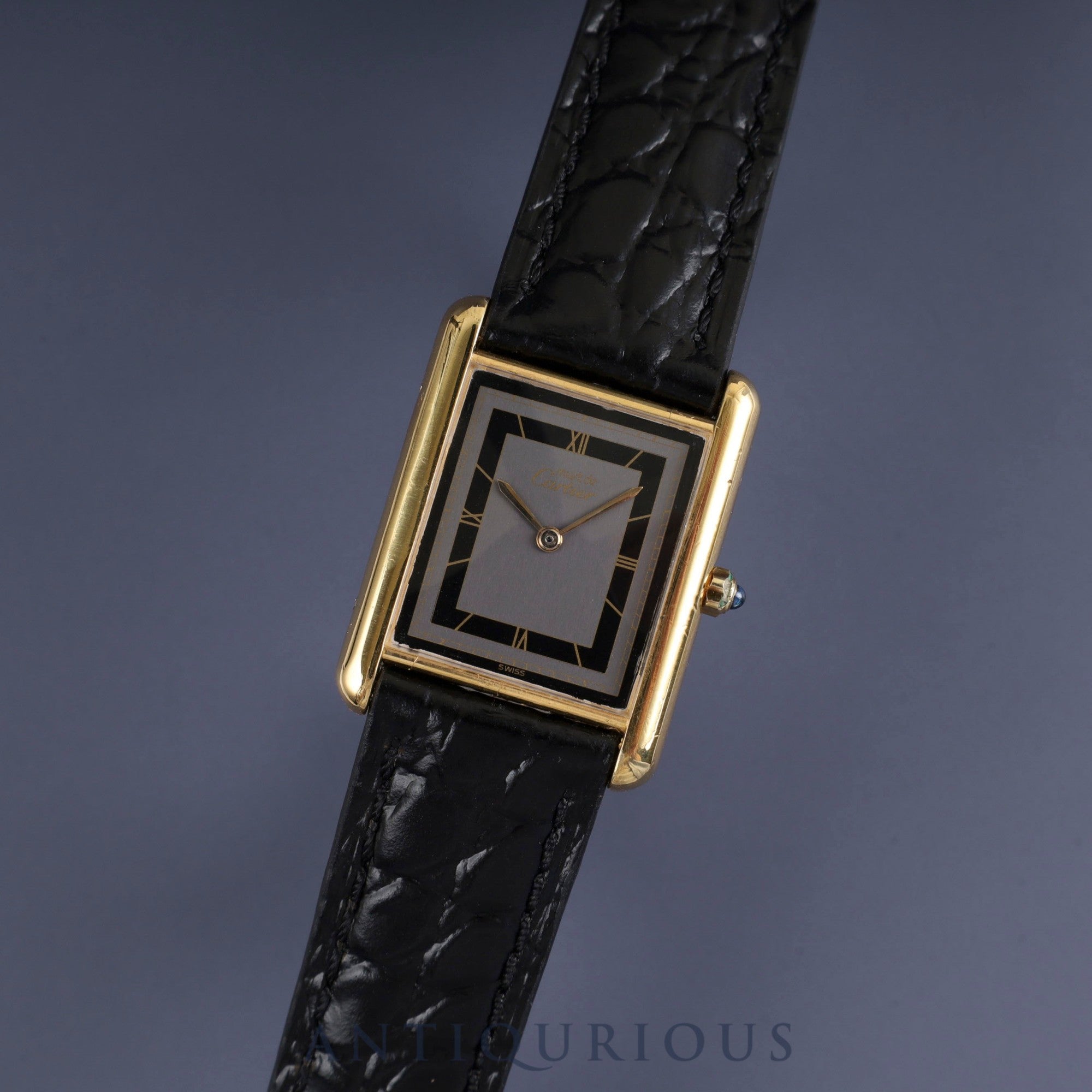 カルティエ マストタンク LM 6 81006 クォーツ Cal.81 SV925 革 純正尾錠(GP) グレーローマン文字盤 箱 冊子 保証書(1985年)オーバーホール済み 新品仕上げ済み