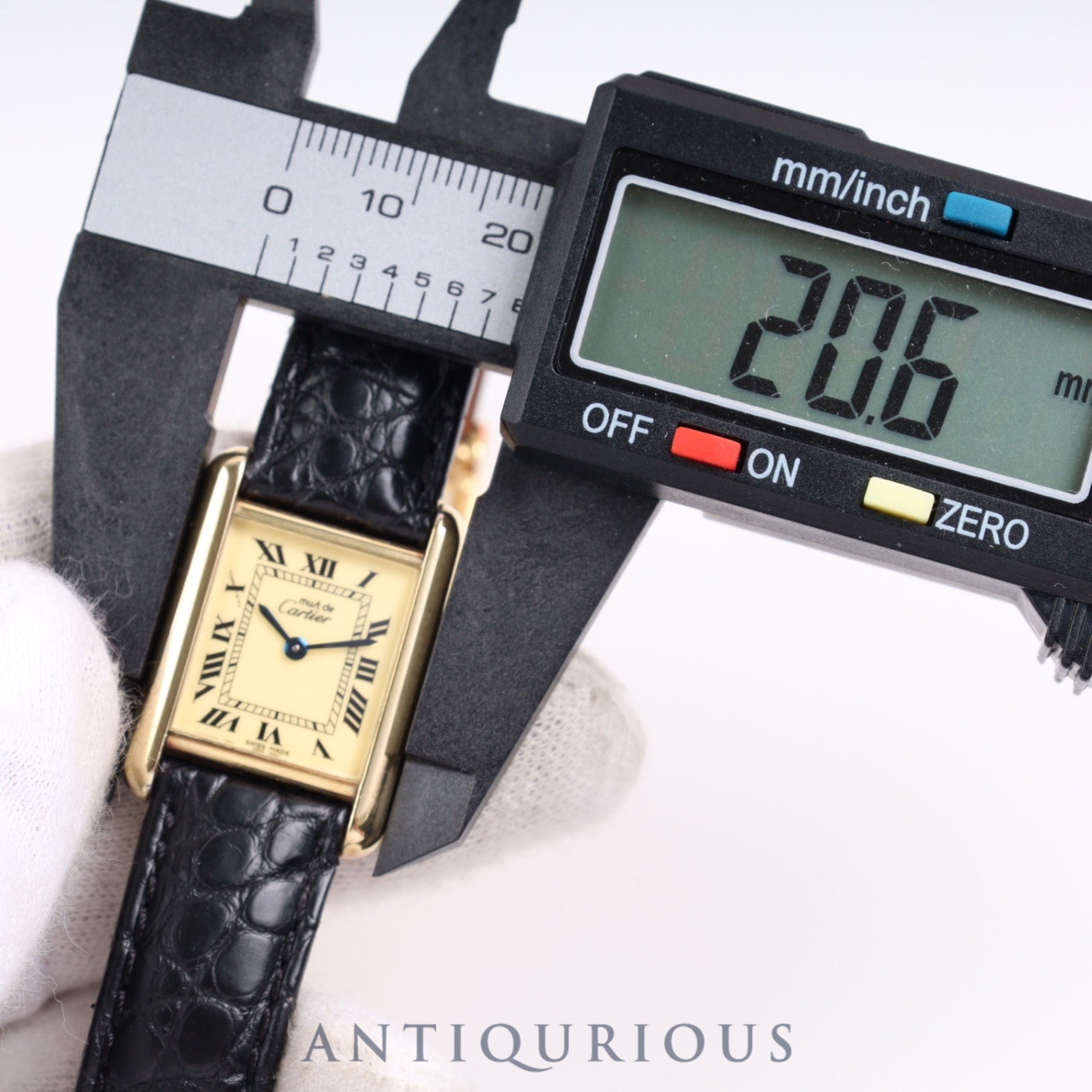 Cartier Must Tank SM QZ 3 66001 SV925 Leather Genuine D-buckle Ivory dial