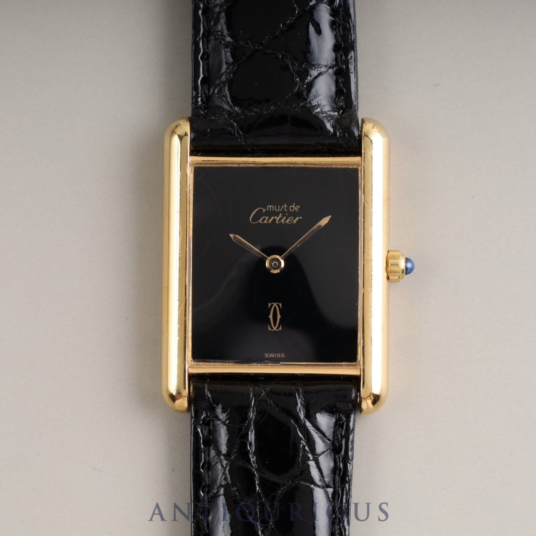 Cartier Must Tank LM QZ 6 81006 SV925 Black Onyx Dial