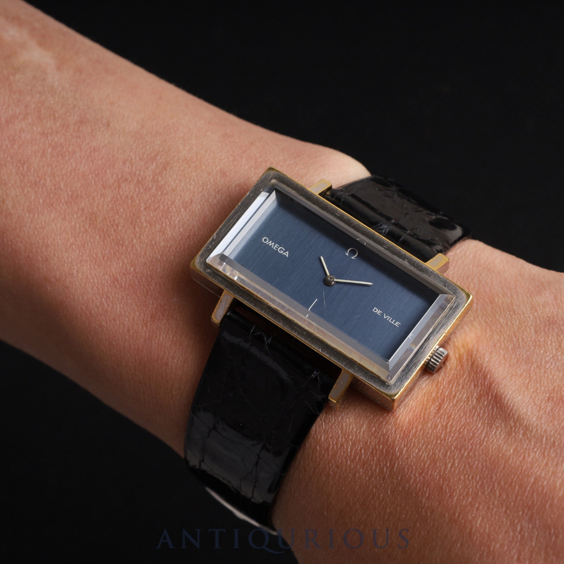 オメガ デ・ヴィル 5110383 手巻き Cal.620 SS 革 純正尾錠(SS) ネイビー文字盤 オーバーホール済み