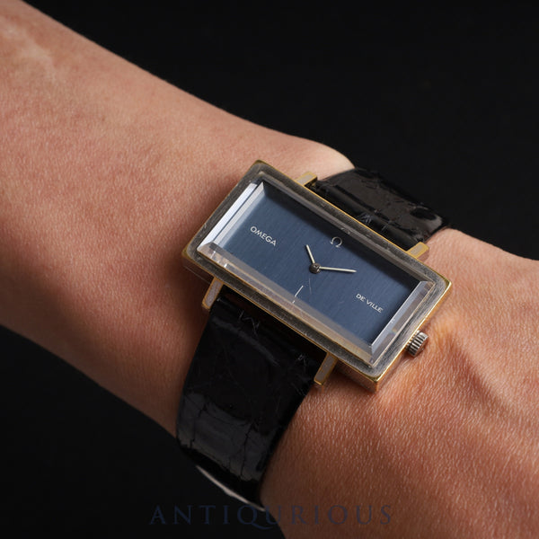 オメガ デ・ヴィル 5110383 手巻き Cal.620 SS 革 純正尾錠(SS) ネイビー文字盤 オーバーホール済み
