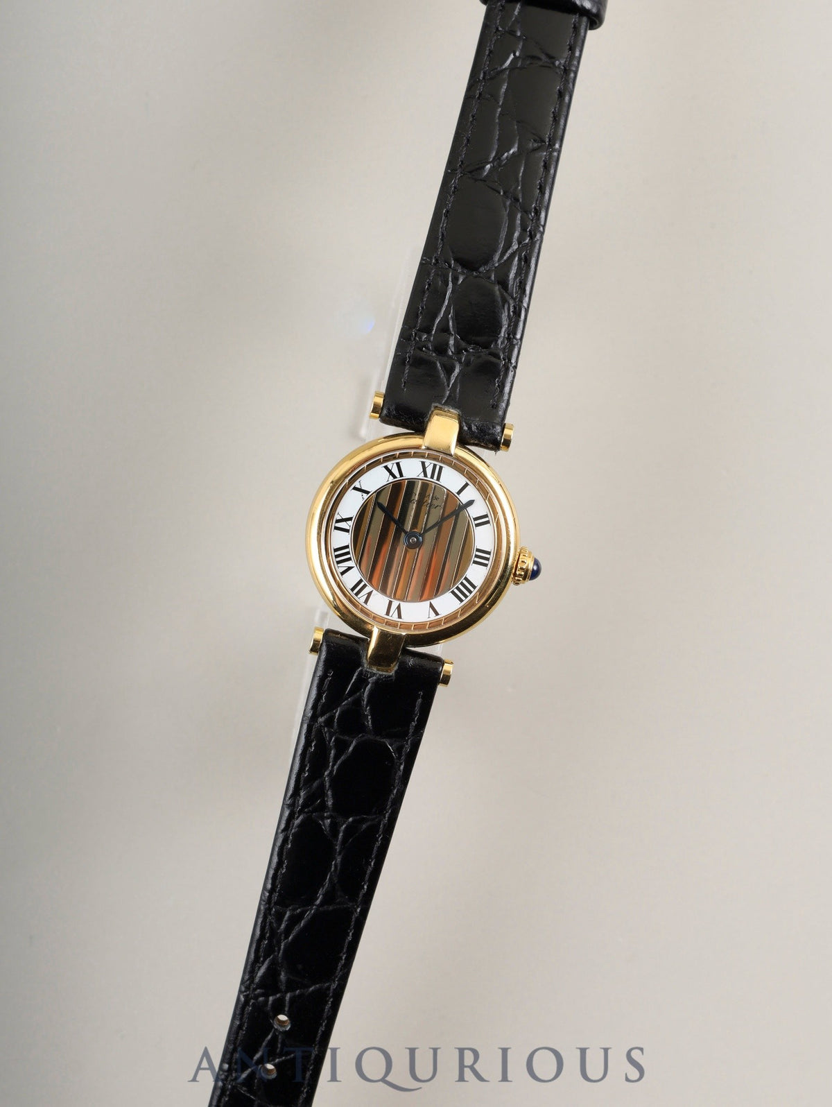 Cartier Must Vendôme VLC SM 1851 Quartz Caliber 690 SV925 Leather Strap with Genuine GP Buckle, Trinity Dial, Overhauled