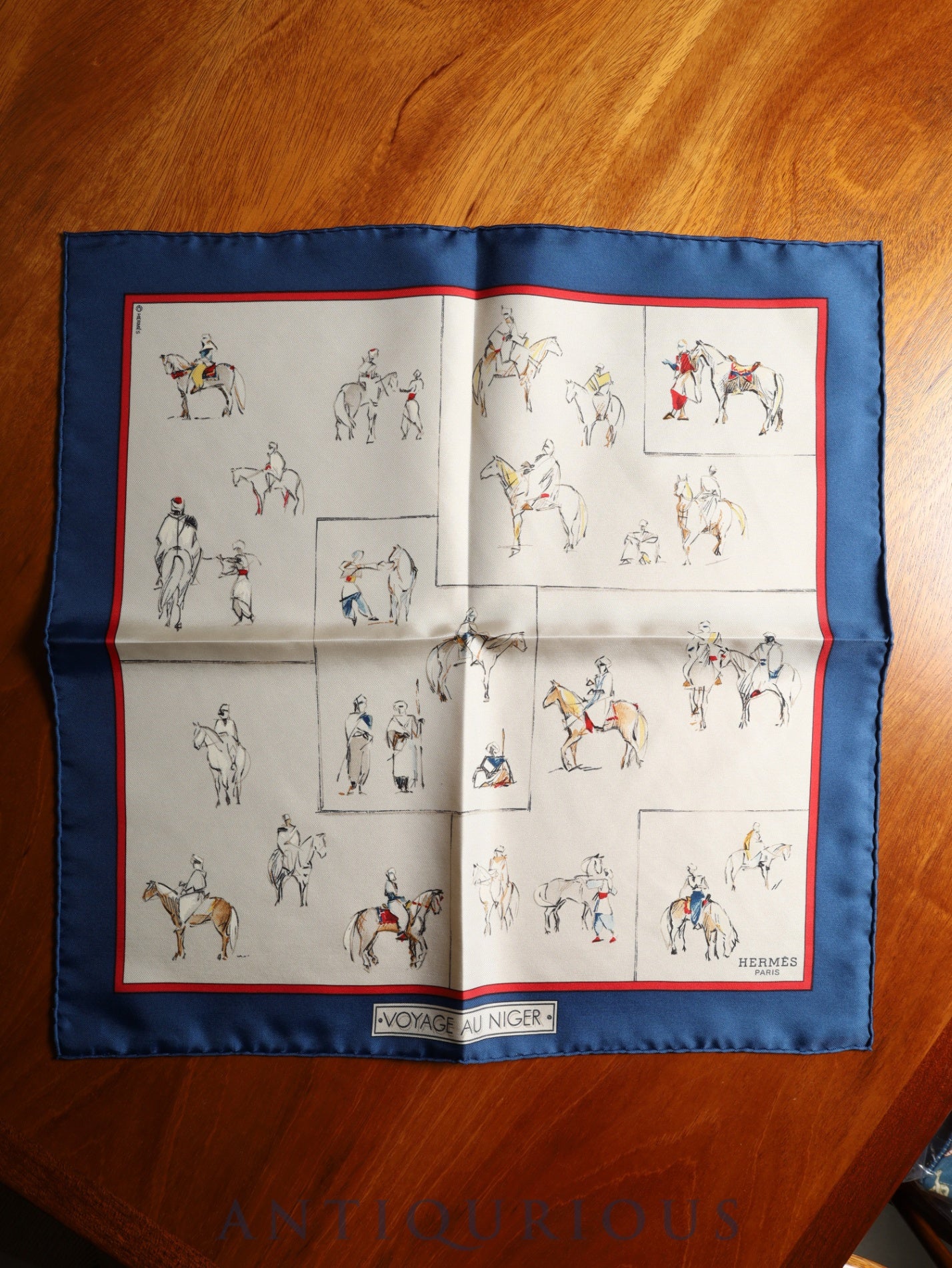 エルメス スカーフ カレ45 VOYAGE AU NIGER ニジェールへの旅 SILK100% 箱