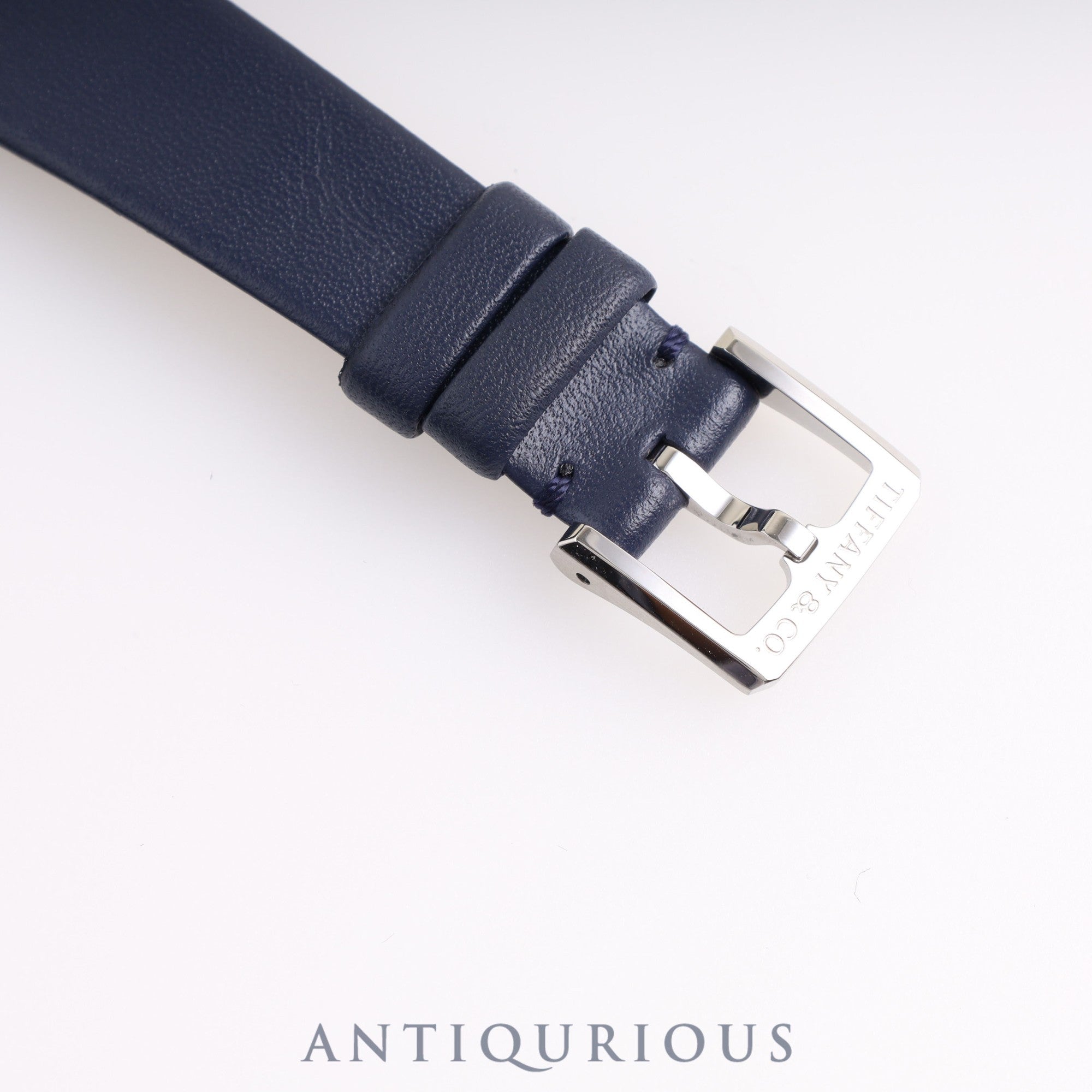Tiffany East West Mini 3668644 Quartz Genuine Leather Strap Navy Dial Replacement Long Strap Included