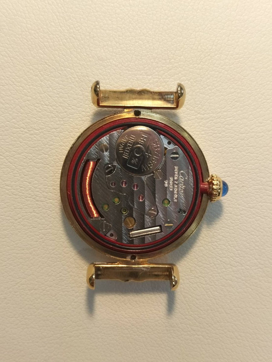 カルティエ マストコリゼ 590002 クォーツ Cal.90 SV925 革 純正尾錠(GP) アイボリー文字盤 オーバーホール済み