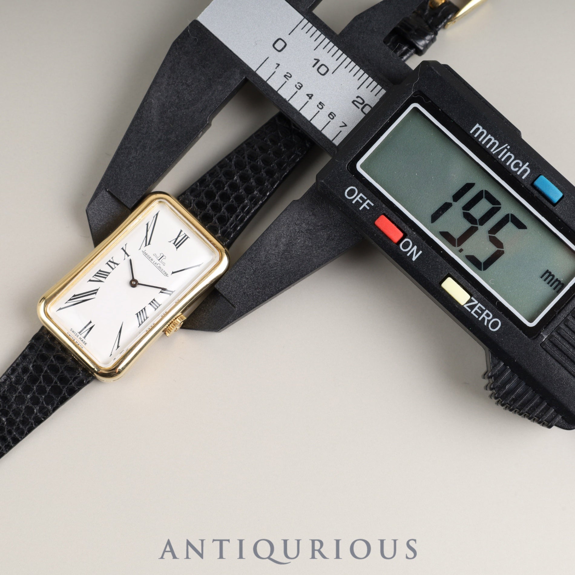 Jaeger-LeCoultre Rectangular 6011 Manual winding YG Leather Genuine buckle (GP) White Roman dial Overhauled