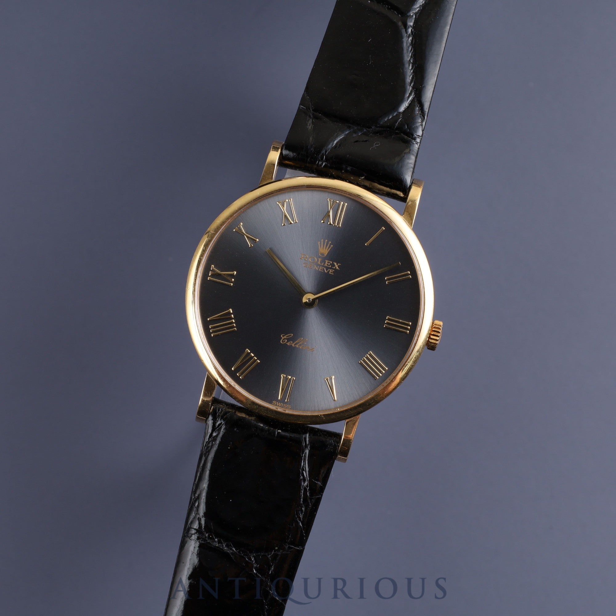 ロレックス チェリーニ 5112/8 手巻き Cal.1601 18KYG 革 純正尾錠(750)グレー文字盤 N番 1991年 保証書(1993年)