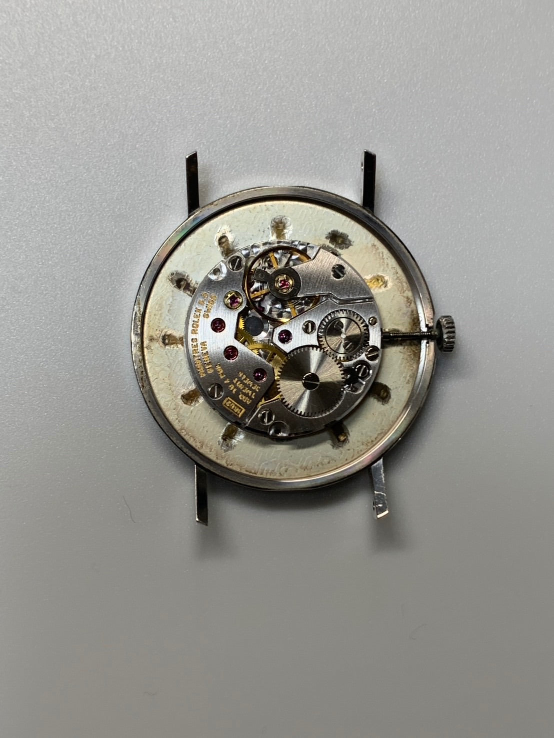 ロレックス チェリーニ 4112/9 手巻き Cal.1601 750WG 革 純正ピンバックル(750WG)シルバー文字盤 W番台(1994-1995年) 保証書(1996年)冊子 オーバーホール済み