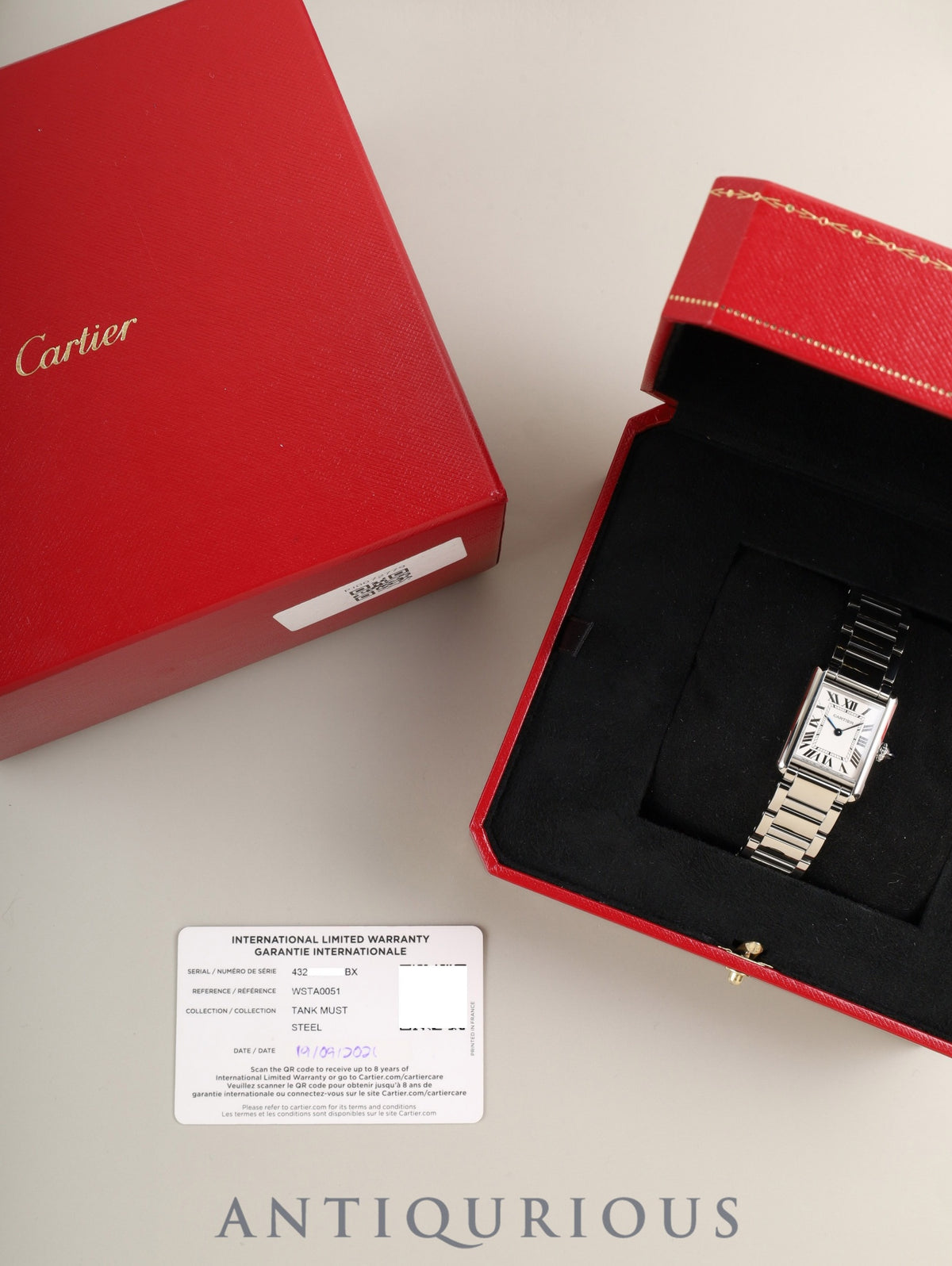 Cartier Tank Must SM WSTA0051 / 4322 Quartz Cal.157 SS SS Silver Roman Dial Box Warranty (2021) Overhauled