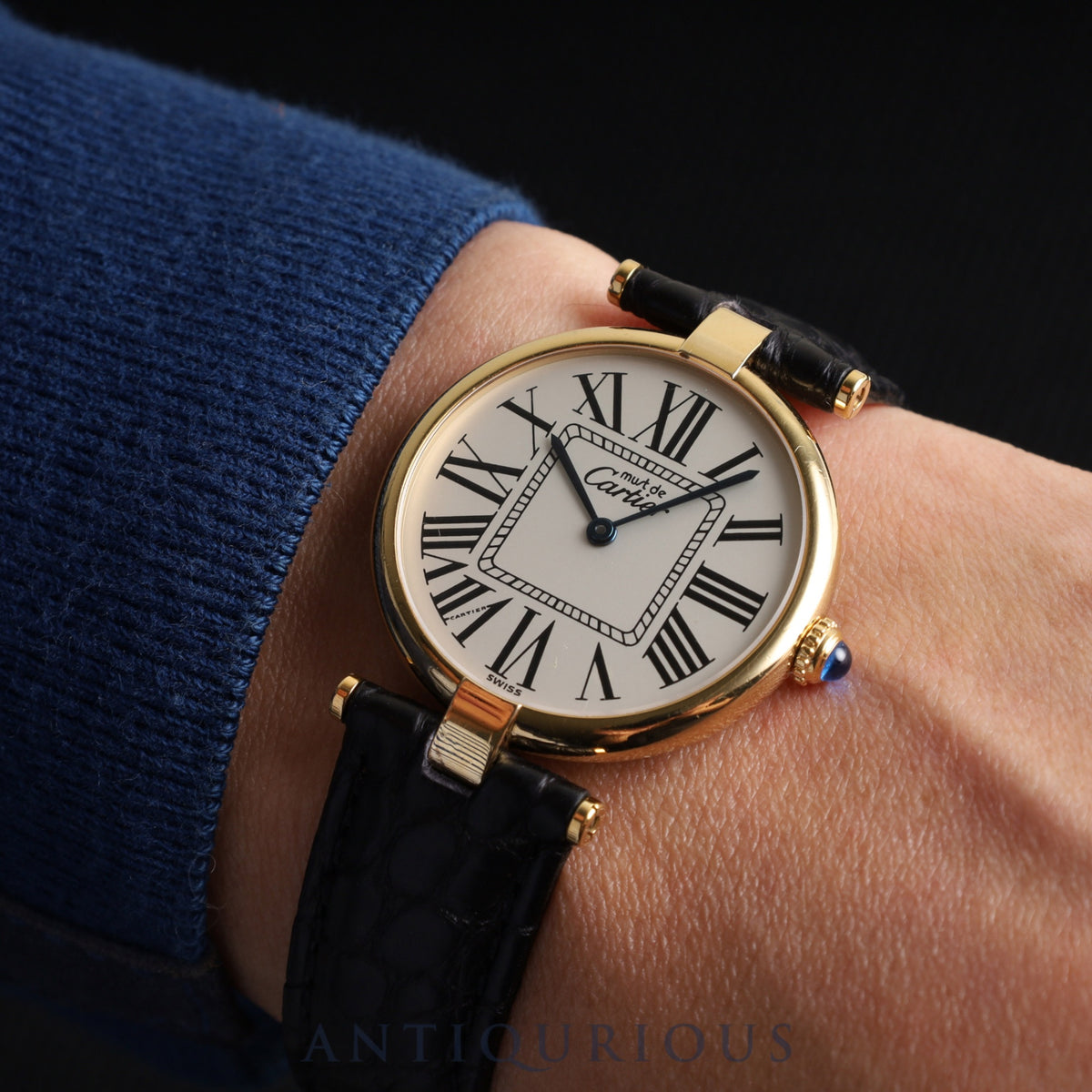 Cartier Must Vendome VLC LM 590003 Quartz Cal.690 SV925 Leather Genuine D-buckle (GP) Opalan dial Overhauled