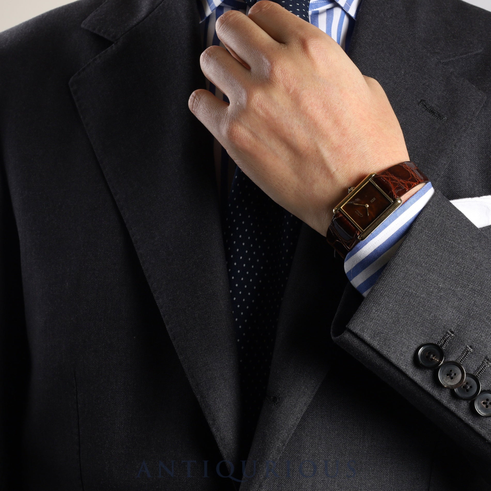 Cartier Must Tank LM Manual winding Cal.78-1 SV925 Leather Genuine buckle (GP) Mahogany dial Overhauled