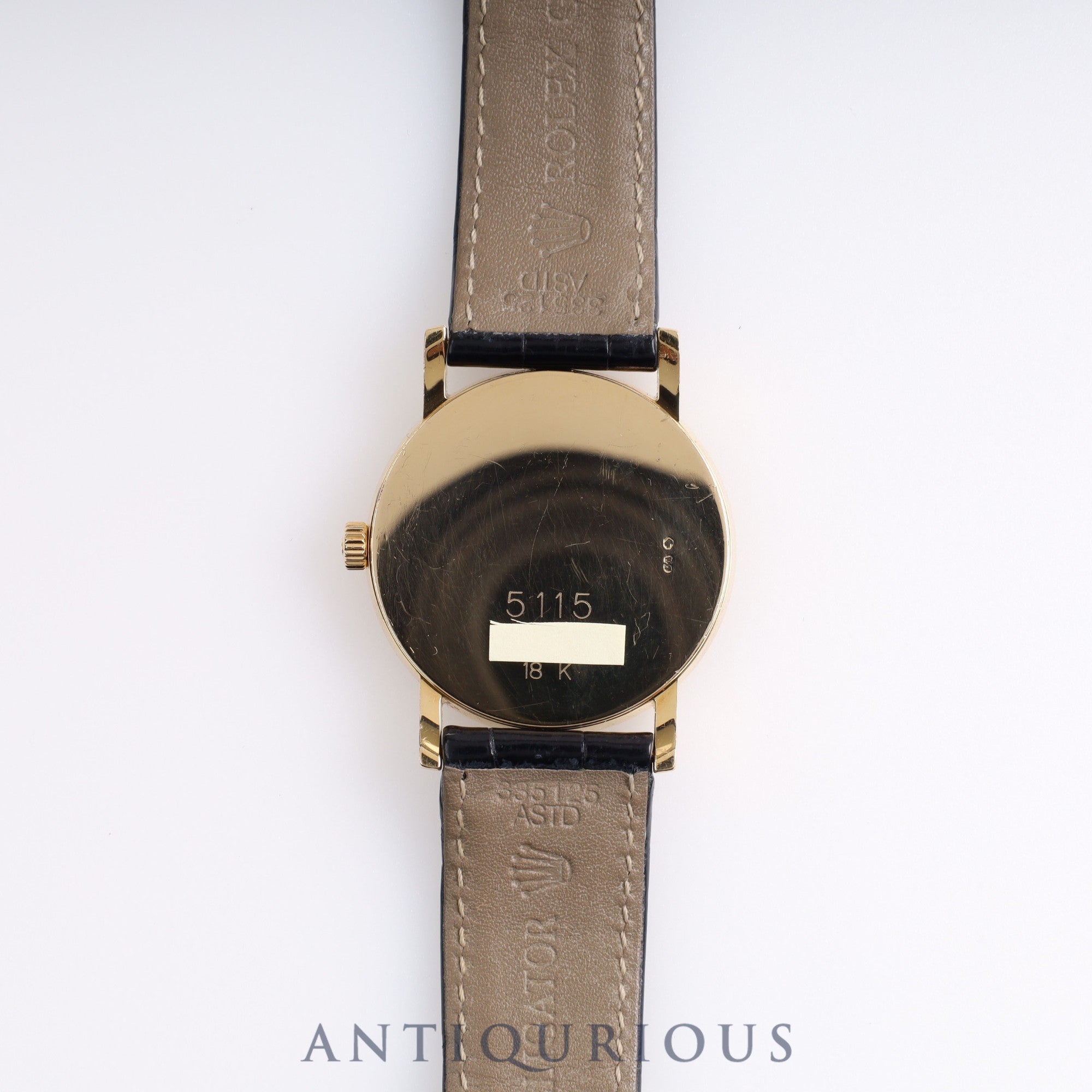 Rolex Cellini 5115/8 Manual Winding Cal.1602 Black Dial 31.8mm YG Leather K Serial (2001) Box Warranty