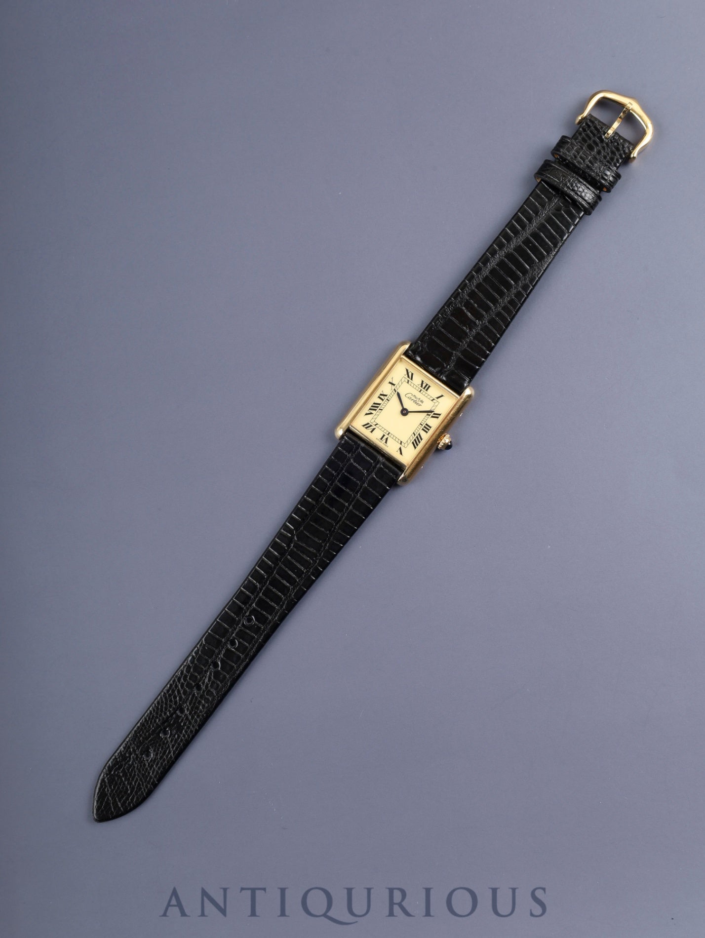 カルティエ マストタンク LM 590005 クォーツ Cal.- SV925 革 純正尾錠(GP) アイボリーローマン文字盤(SWISS MADE表記)カルティエブティックにてコンプリートサービス済み