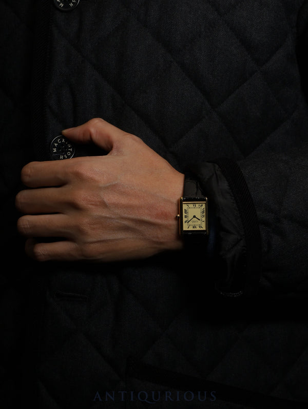 Cartier Must Tank LM 681006 Quartz Caliber 81 SV925 Leather Strap with Genuine GP Buckle, Ivory Roman Dial, Overhauled