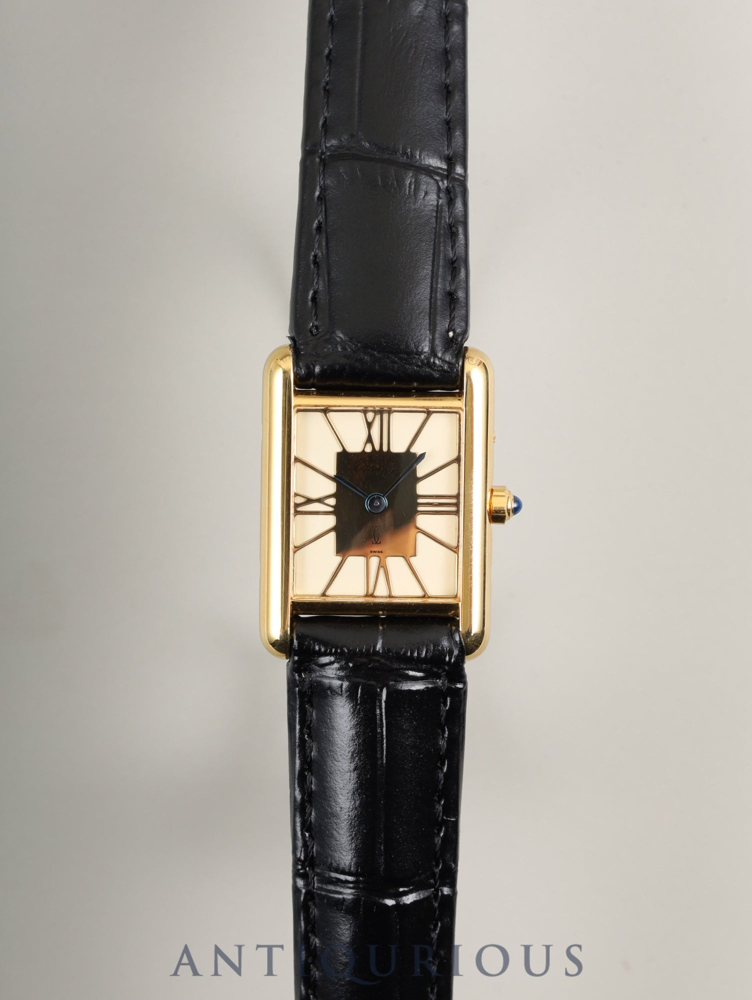 カルティエ マストタンク SM 3 66001 クォーツ Cal.057 SV925 革 純正尾錠(GP) クロワゾネ文字盤 オーバーホール済み