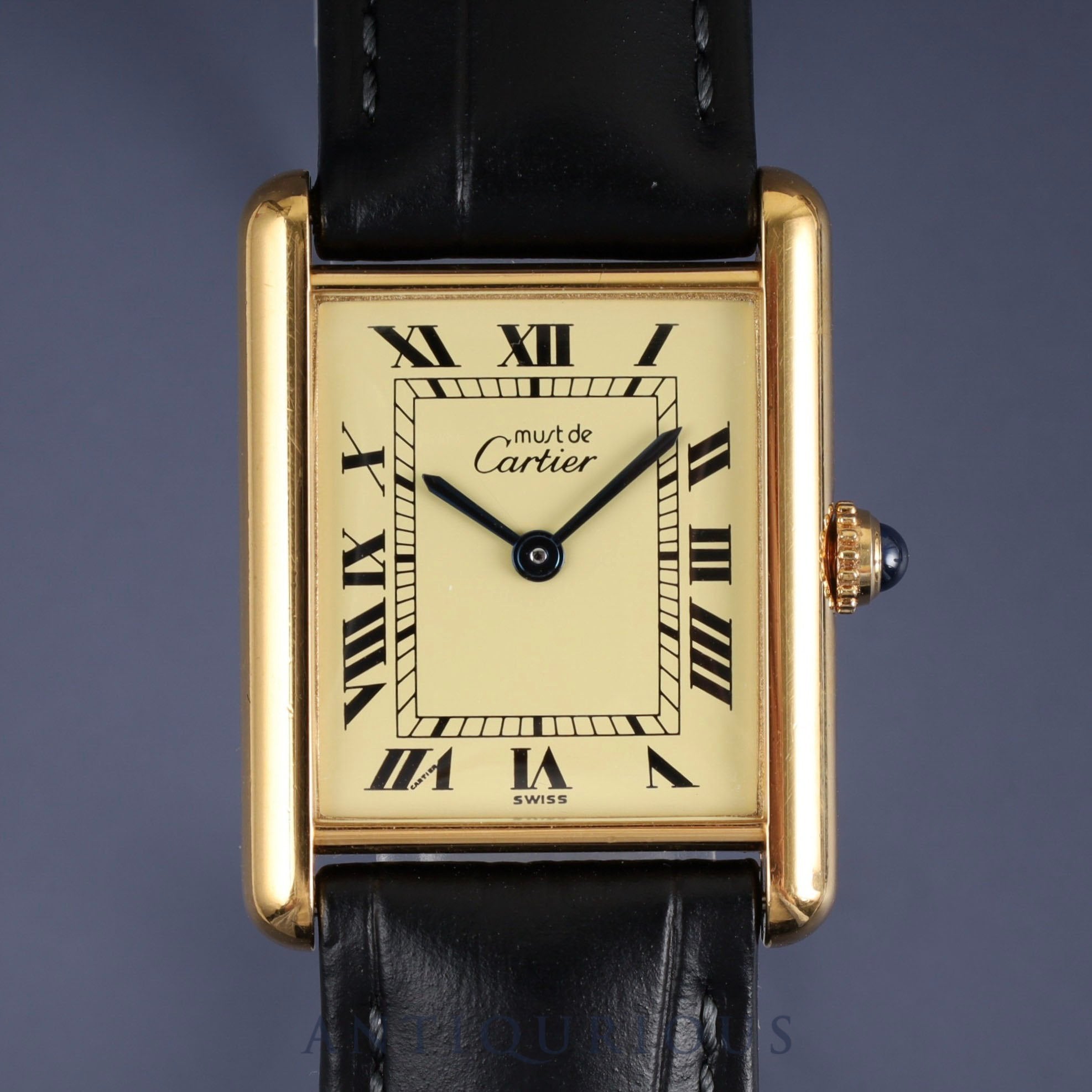 カルティエ マストタンク LM W1002753 / 590005 クォーツ Cal.90 SV925 革 純正尾錠(GP) アイボリーローマン文字盤 純正革ベルト オーバーホール済み