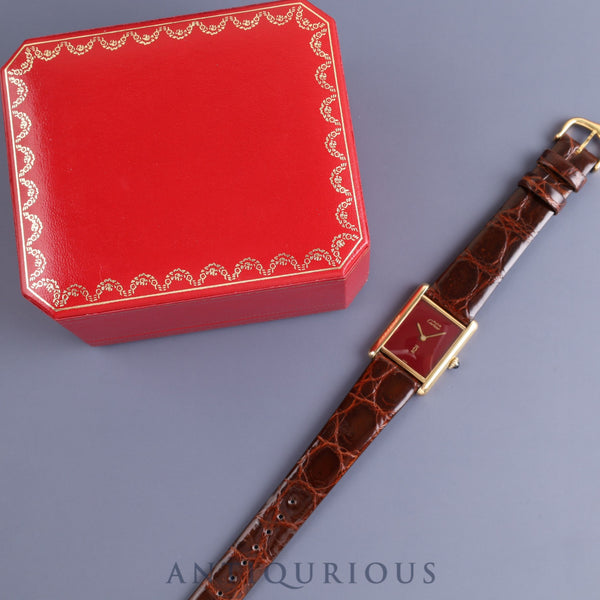 Cartier Must Tank LM Manual winding Cal.78-1 925 Leather Genuine buckle (GP) Bordeaux dial Box Overhauled