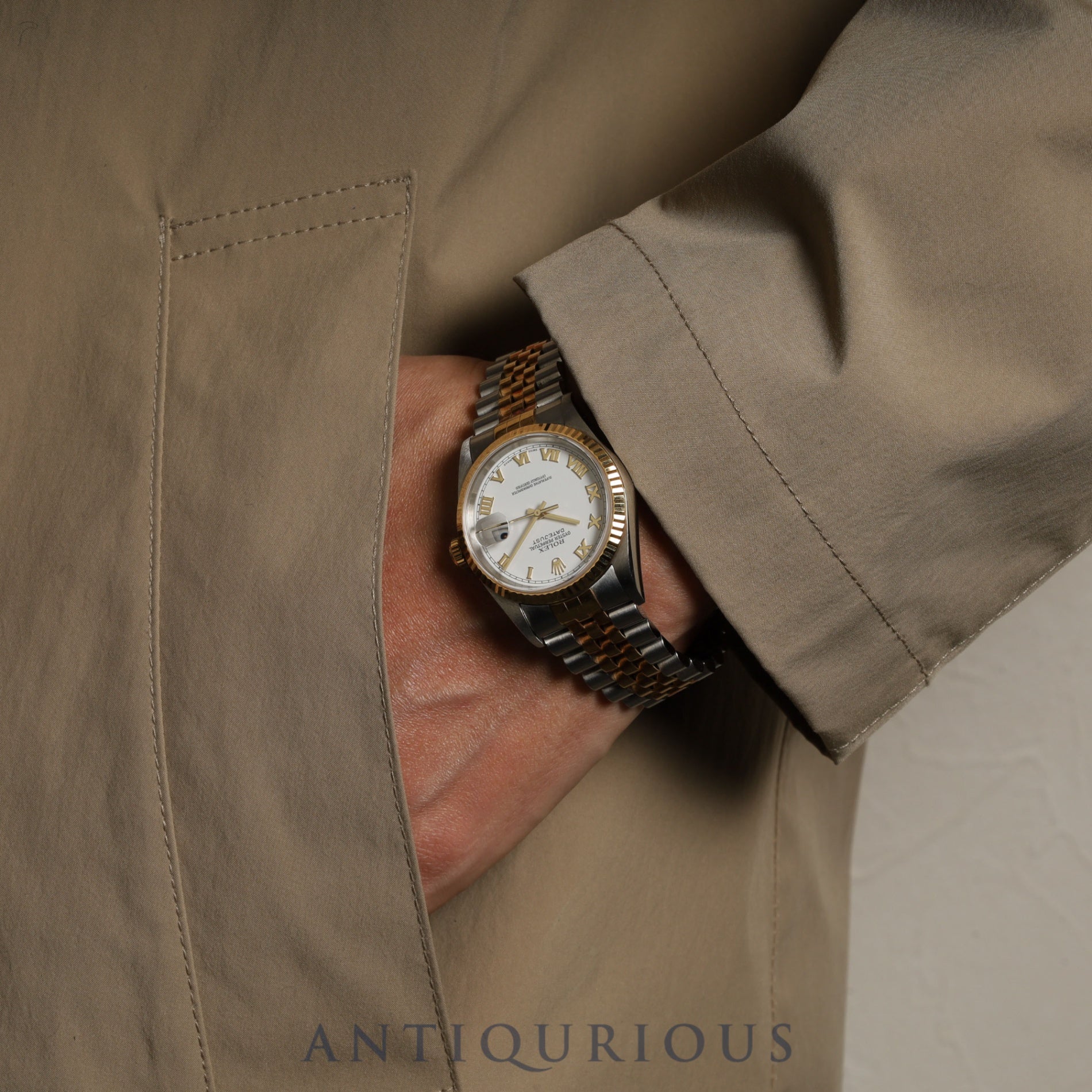 ロレックス デイトジャスト 36 16233 自動巻き Cal.3135 SS/YG SS/YG ホワイトシャンタン文字盤 P番(2000年) オーバーホール済み