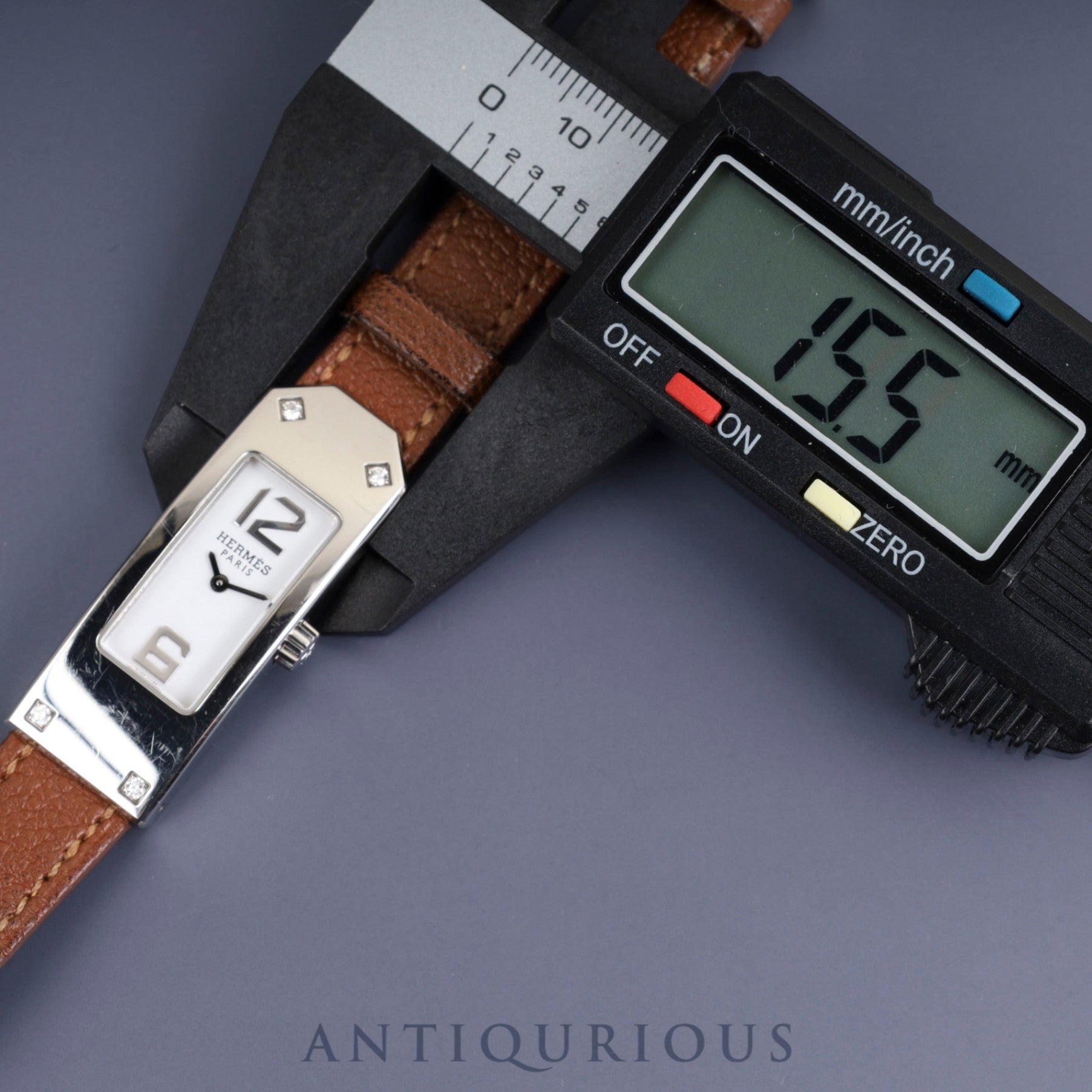 Hermes Kelly 2 4P Diamond KT1.230 Quartz Cal.280.002 SS Genuine Leather Strap (□Q Stamp: 2013) Genuine Buckle (SS) White Dial Overhauled