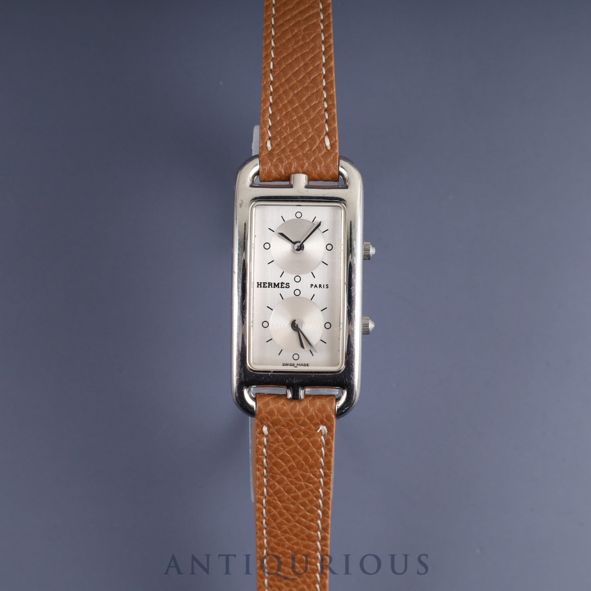 Hermes Cape Cod Dezone CC3-210 Quartz Cal.E01001 SS Leather Genuine Buckle (SS) Silver Dial Overhauled