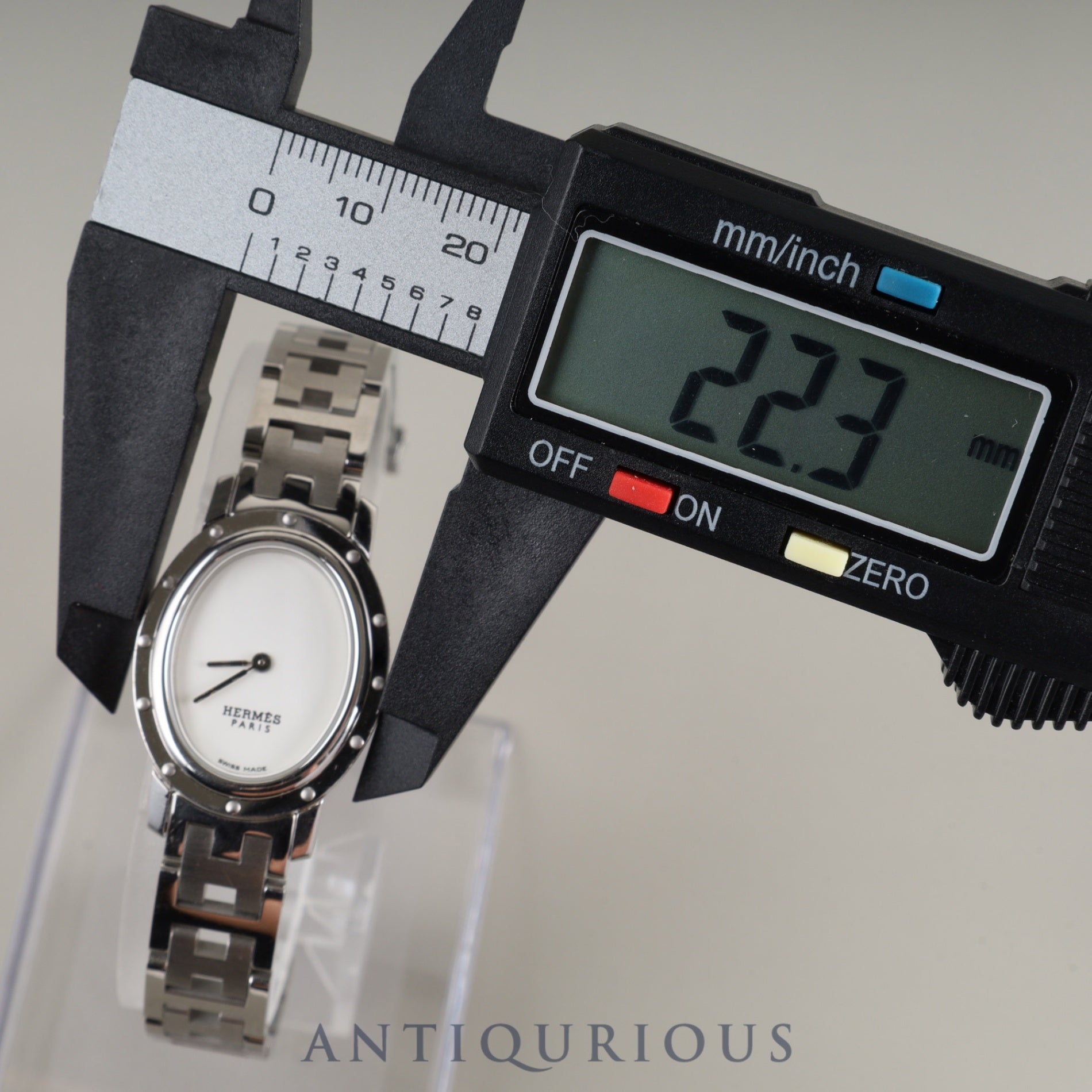 Hermes Clipper Oval CO1.210 Quartz Cal.976.001 SS SS White Guilloche Dial Overhauled