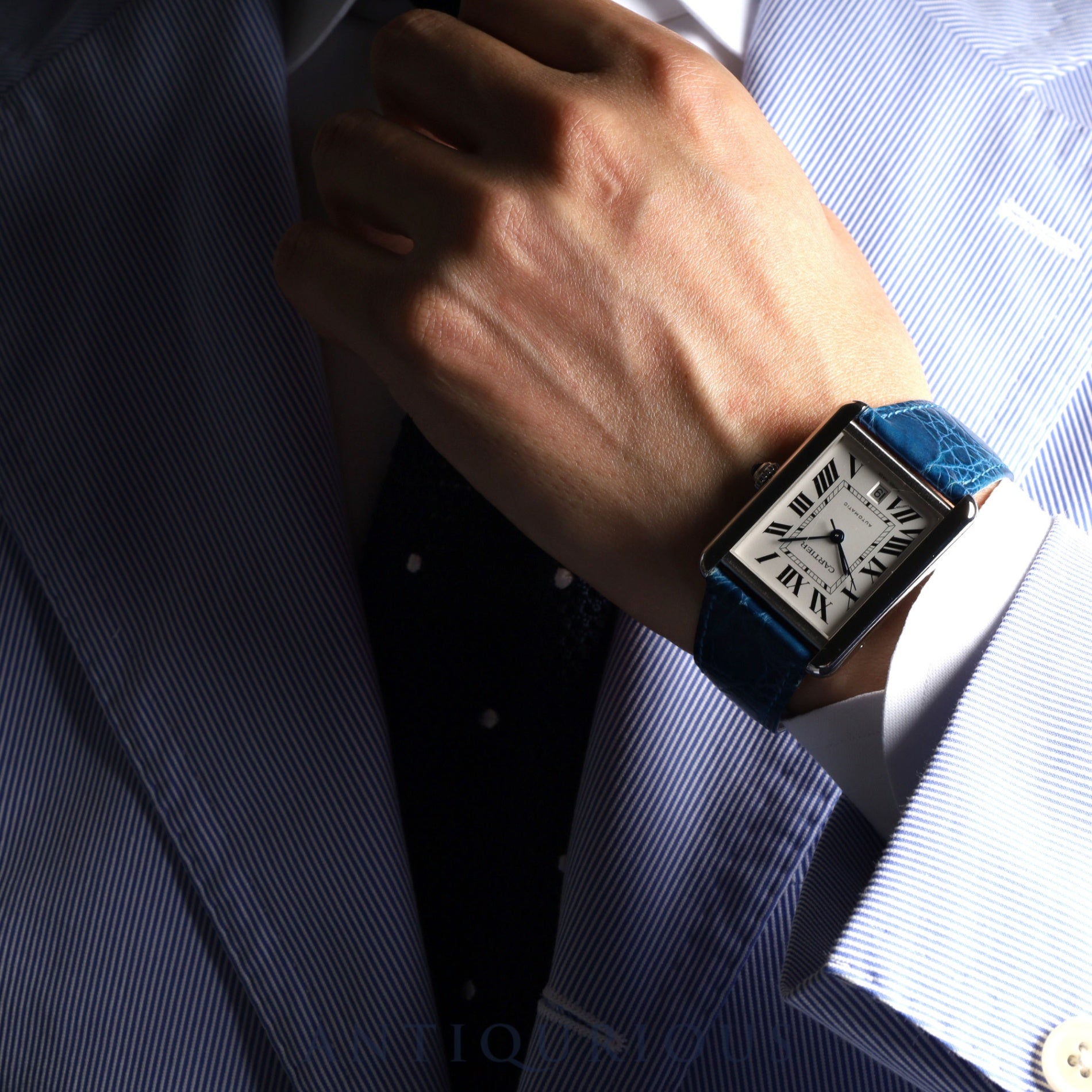 カルティエ タンクソロ XL AT Cal.049 W5200027 SS 革 シルバー文字盤 保証書(2015年) コンプリートサービス済み