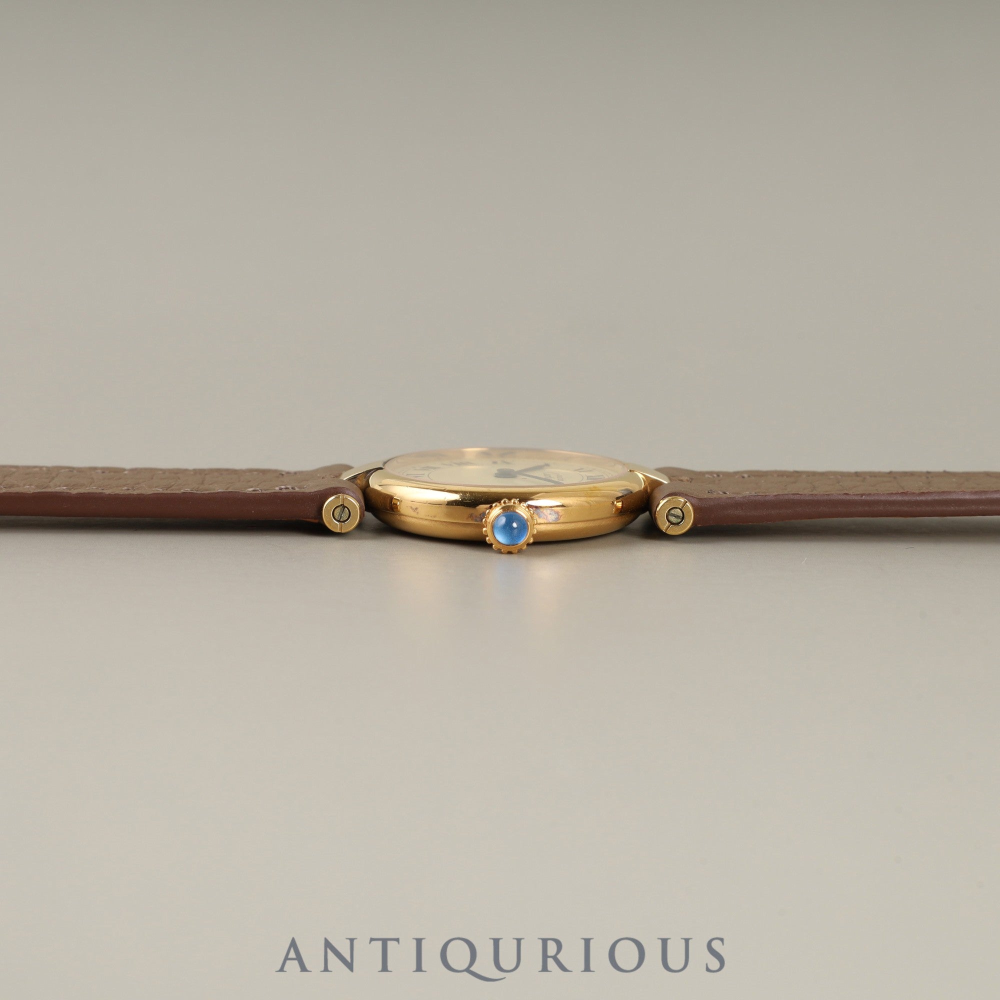 Cartier Must Vendôme VLC SM 590004 Quartz Caliber 90 SV925 Leather Strap with Genuine GP Buckle Ivory Roman Dial Box Booklet Warranty (1990) Overhauled