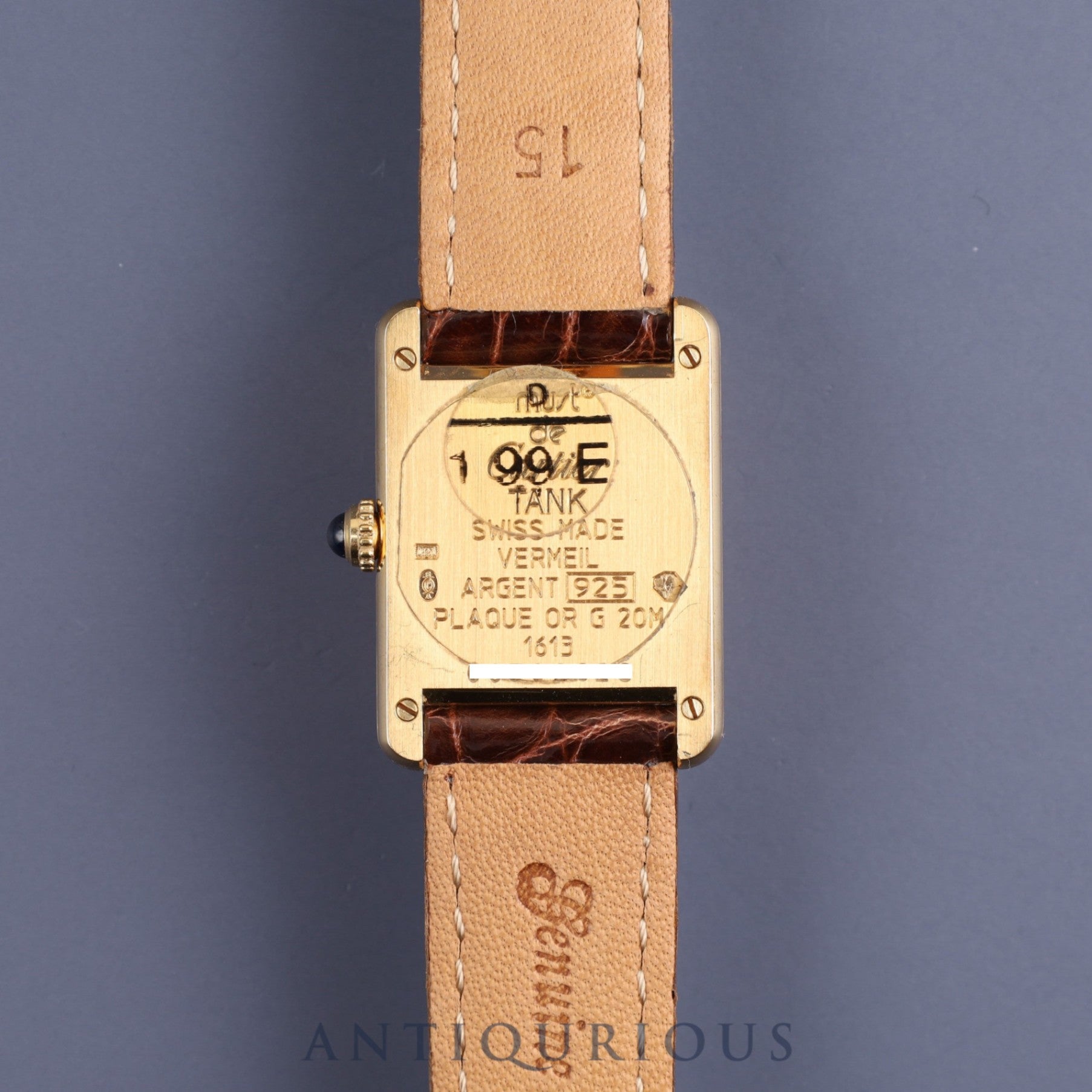 カルティエ マストタンク SM W1003154/1613 クォーツ Cal.057 SV925 革 純正Dバックル(GP)アイボリーローマン文字盤 箱 保証書(無記名/2009年)オーバーホール済み