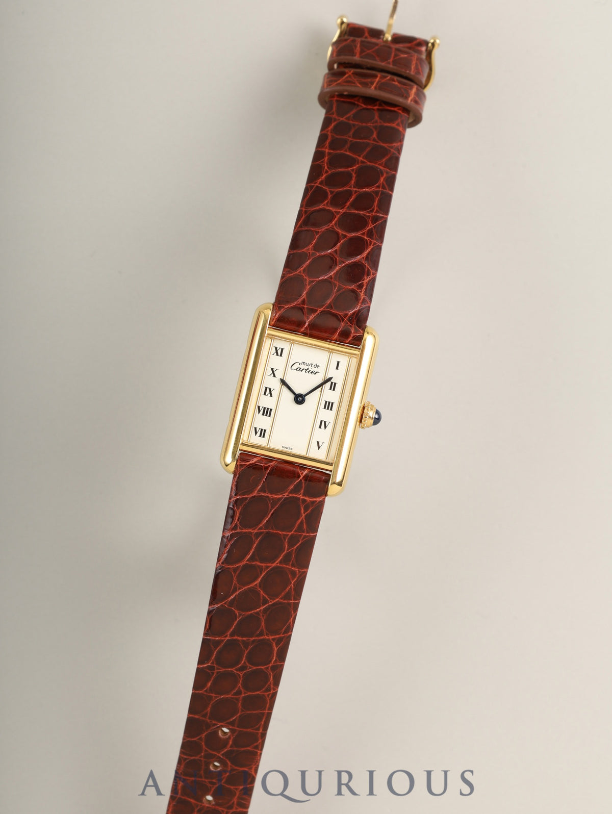 Cartier Must Tank SM W1003053 / 5057001 Quartz Caliber 057 SV925 Leather Straight Roman Dial (SWISS Marking) Box Booklet Warranty Card (1991) Overhauled and Finished to Like New