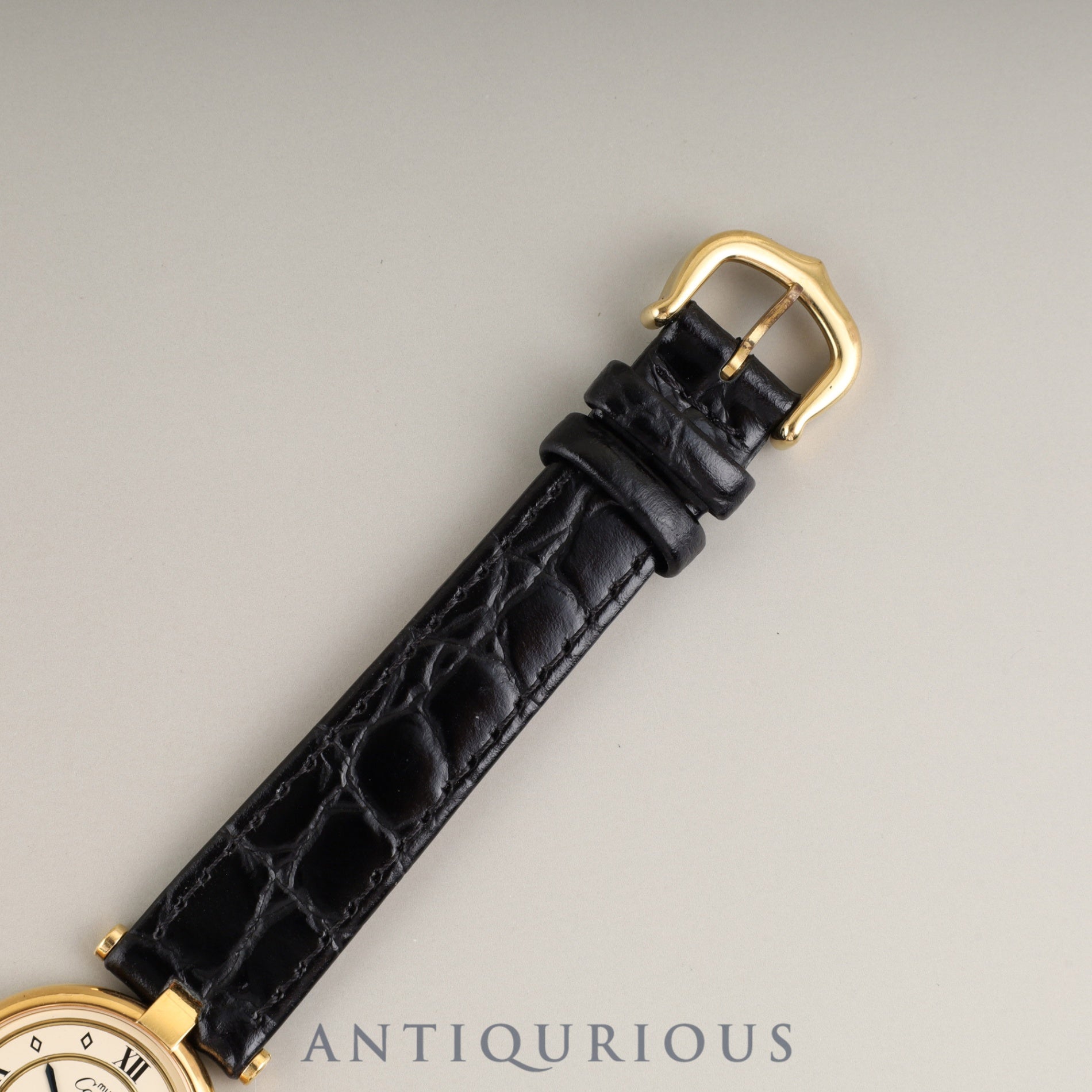 Cartier Must Vendôme VLC SM 590004 Quartz Caliber 90 SV925 Leather Strap with Genuine GP Buckle, Ivory 4-Point Roman Dial, Overhauled