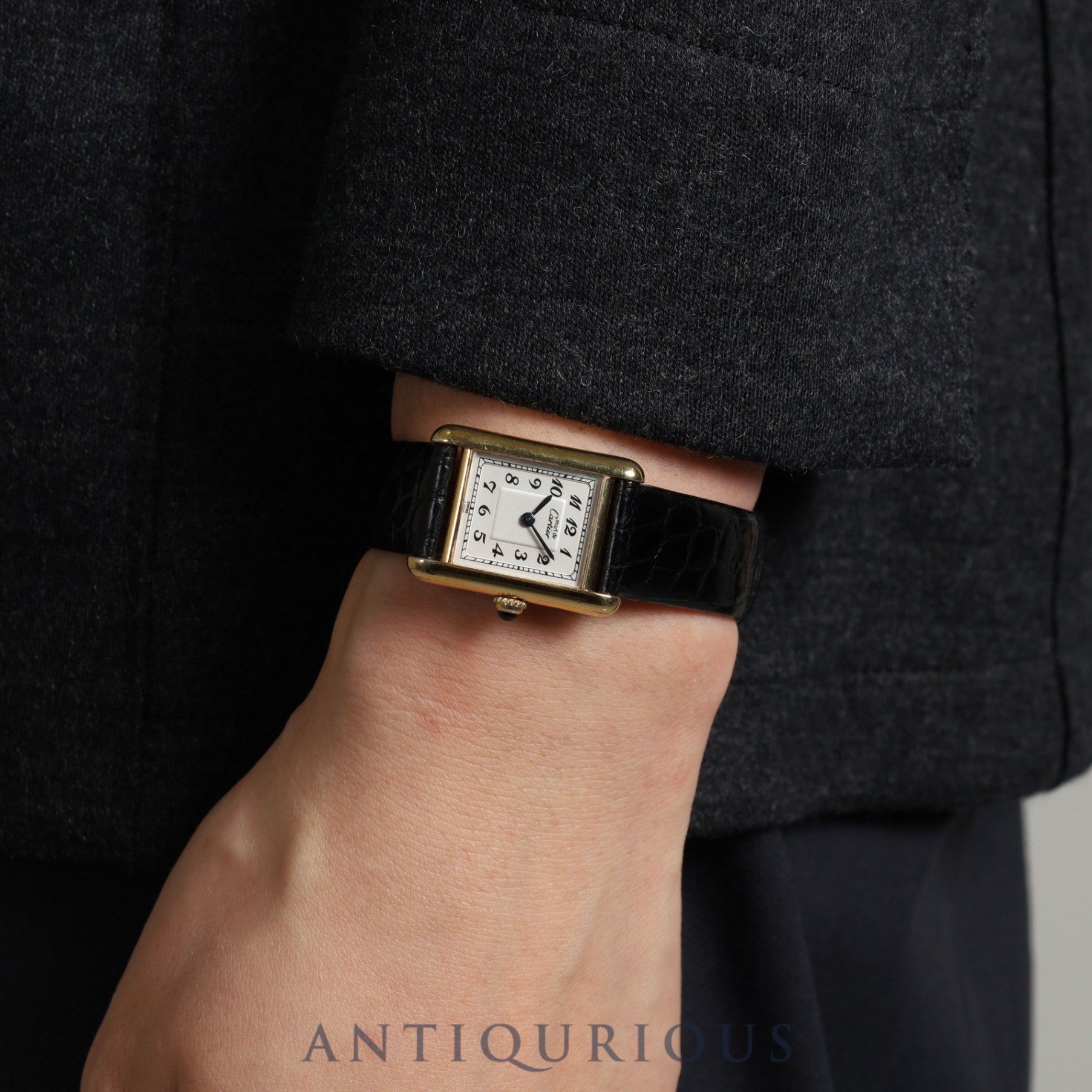 カルティエ マストタンク SM 5057001 クォーツ SV925 革 純正尾錠(GP) アラビア文字盤 カルティエブティックにてコンプリートサービス(フルメンテナンス)済み 新品仕上げ済み