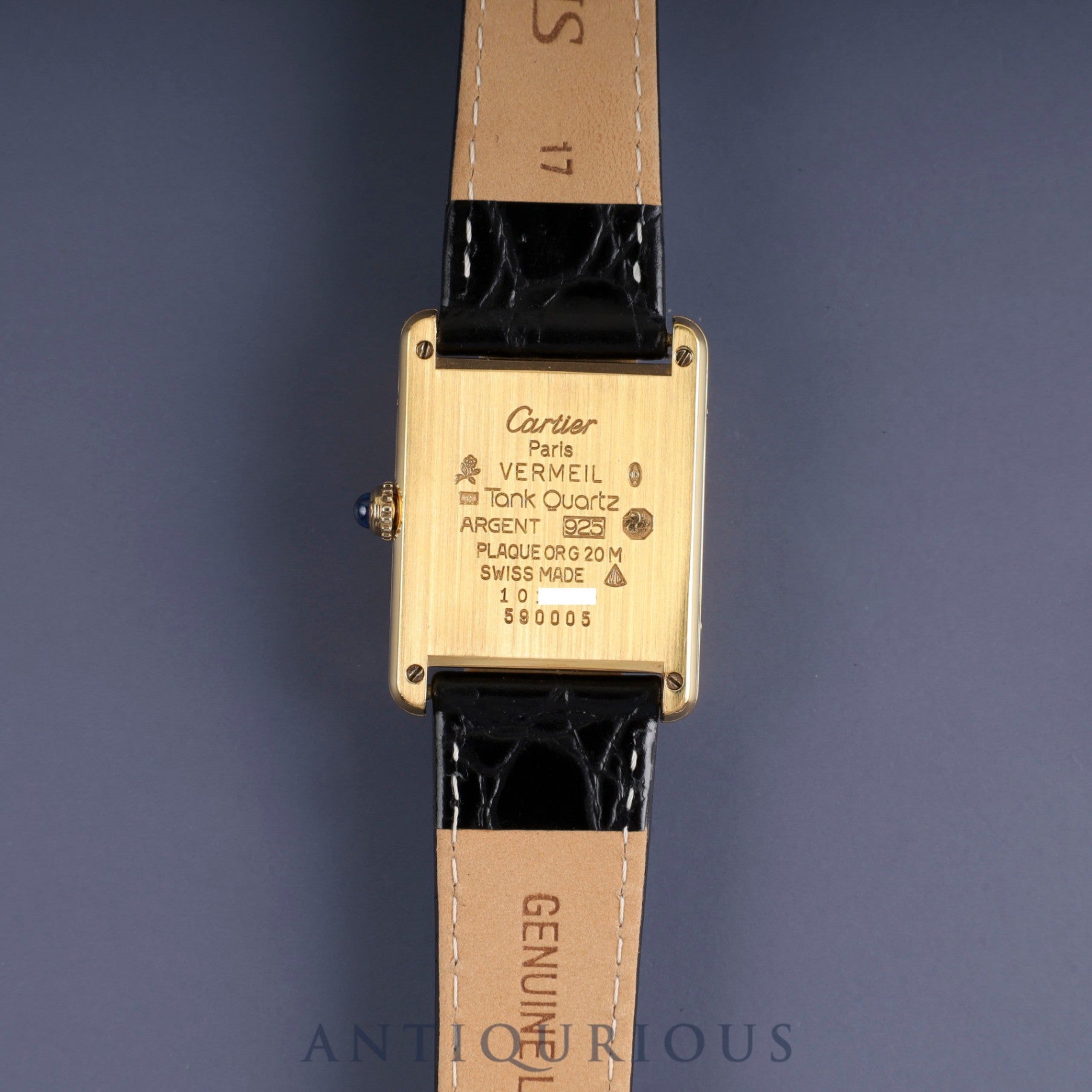 カルティエ マストタンク LM 590005 クォーツ Cal.90 SV925 革 純正尾錠(GP)オパラン文字盤 1982年頃~1995年頃 オーバーホール済み