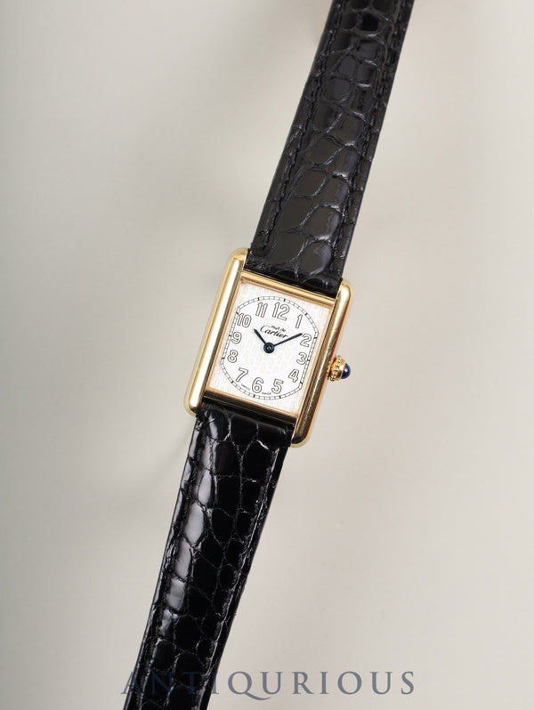 Cartier Must Tank MM 2415 Quartz Cal. 057 SV925 Leather Strap with Genuine D-Buckle, Telephone Dial Dial, Circa 1990-2004, Box, Overhauled