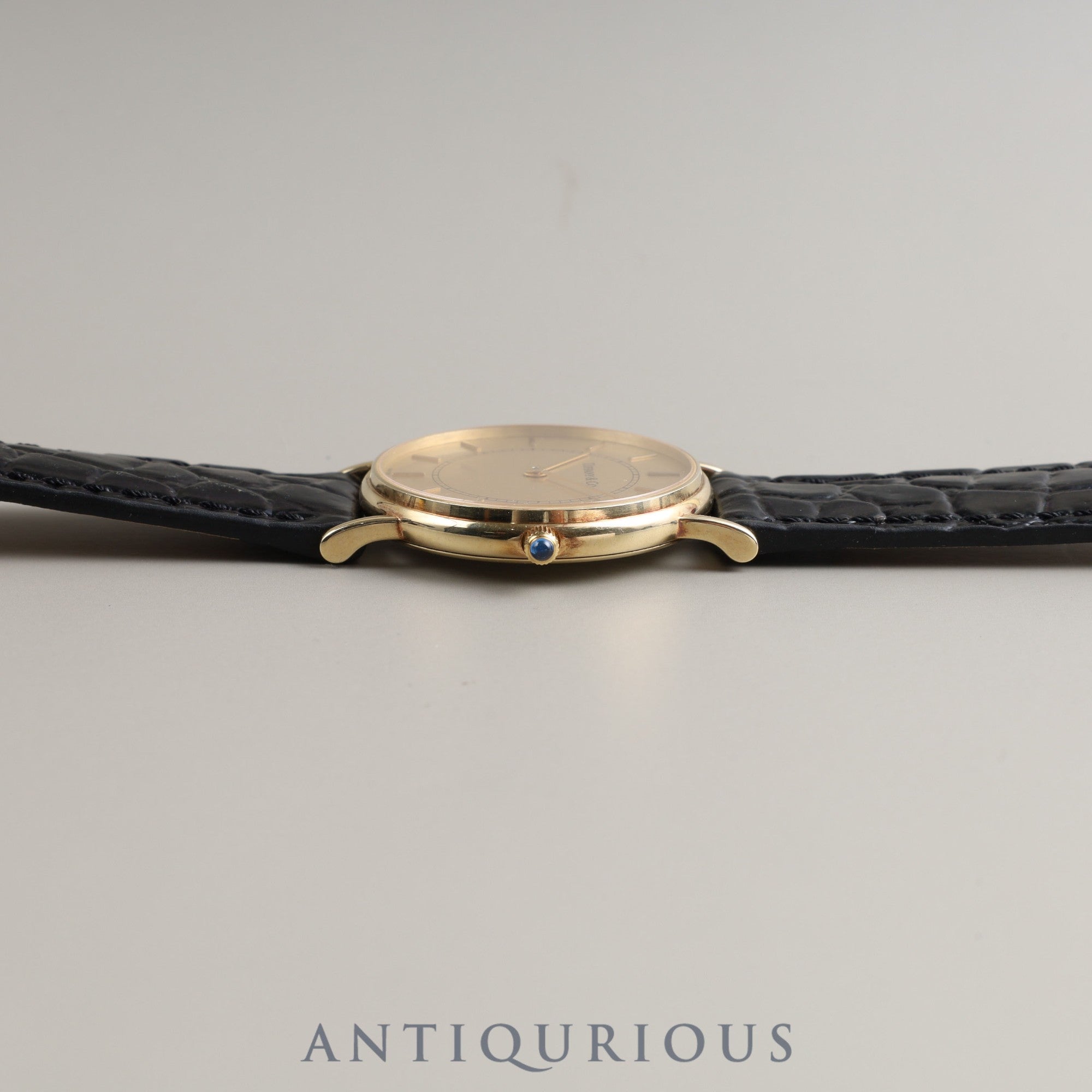 Tiffany Round Classic 60-501 Quartz 14KYG Leather Genuine Buckle (GP) Gold Dial Box