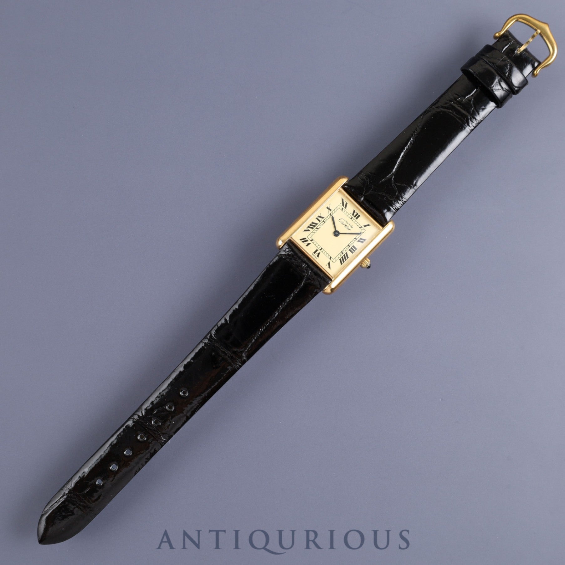 Cartier Must Tank LM 6 81006 Quartz Cal.81 SV925 Leather Genuine Buckle (GP) Ivory Roman Dial Overhauled